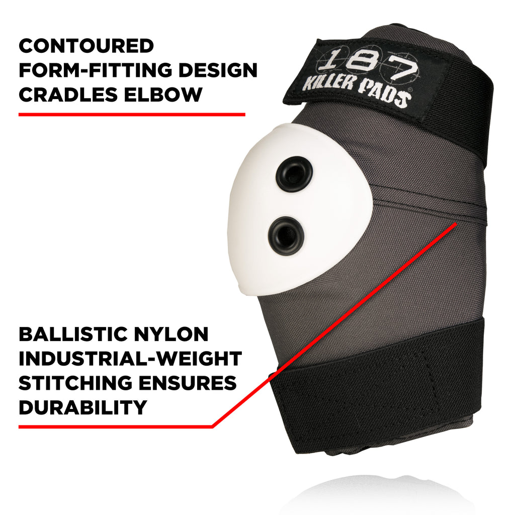Premium 187 Elbow Pads - Grey - Protective Gear for Skateboarding, Cycling & Extreme Sports - Comfortable & Durable Safety Equipment
