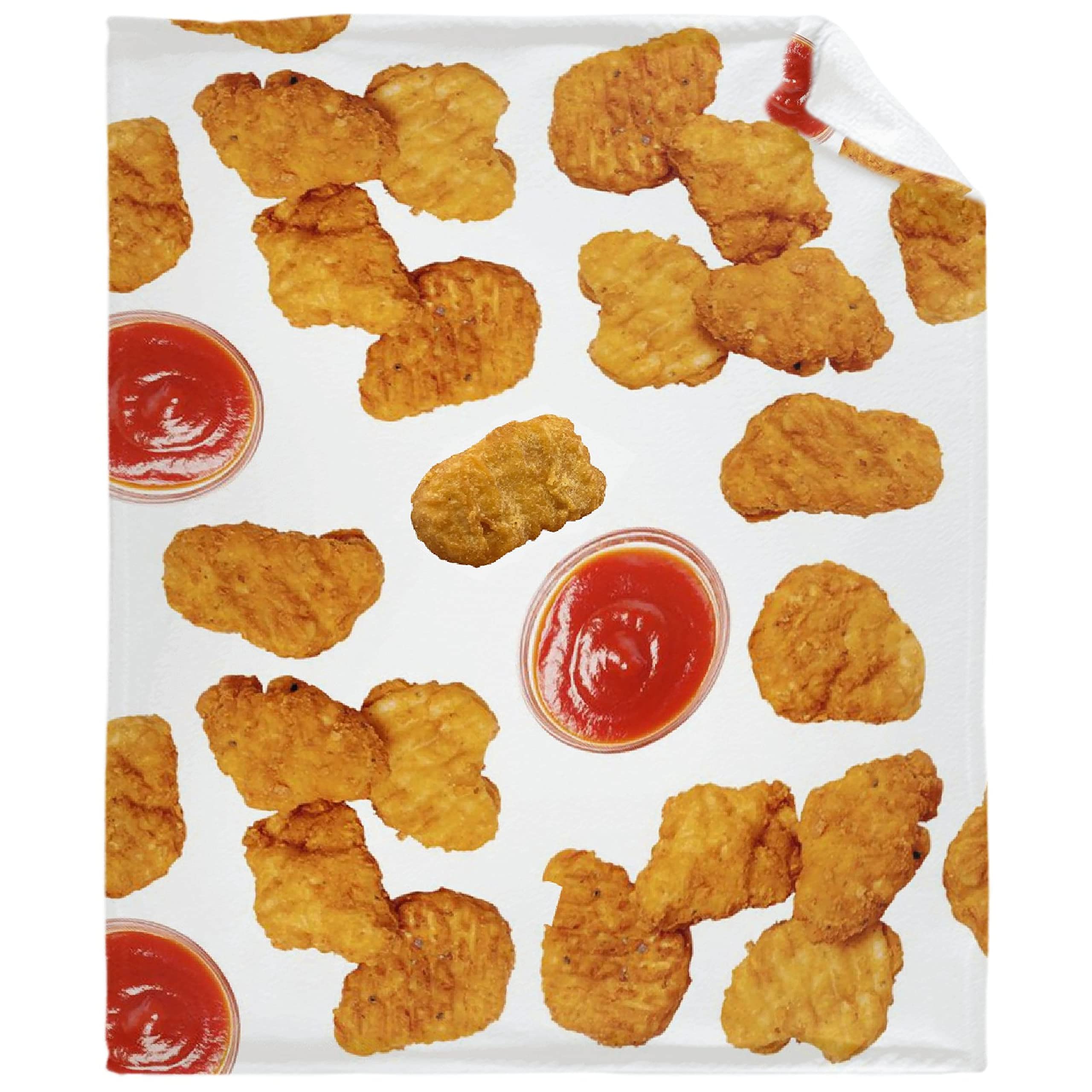 Soft Fleece Chicken Nuggets Blanket - XL 120x90 Inch Funny Food Gift Blanket for Adults & Kids | Cozy Lightweight Flannel Throw for Bed, Couch, Living Room | Perfect for Movie Nights, Camping & Family Snuggles