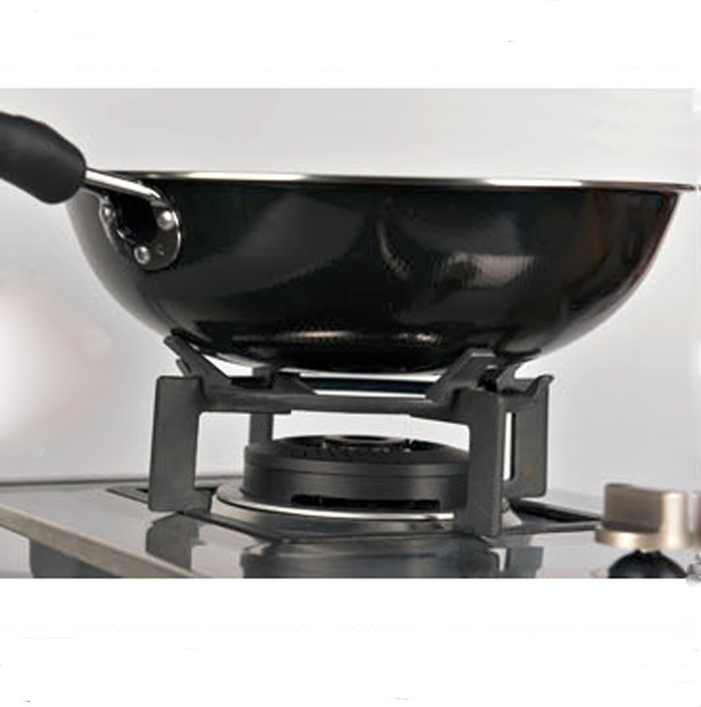 Non-Slip Black Cast Iron Wok Ring - Heavy Duty Stove Trivet for Wok Support, Cooktop Range Pan Holder & Gas Hob Accessories - Perfect for Asian Cooking, Stir-Frying & Milk Pot Stability