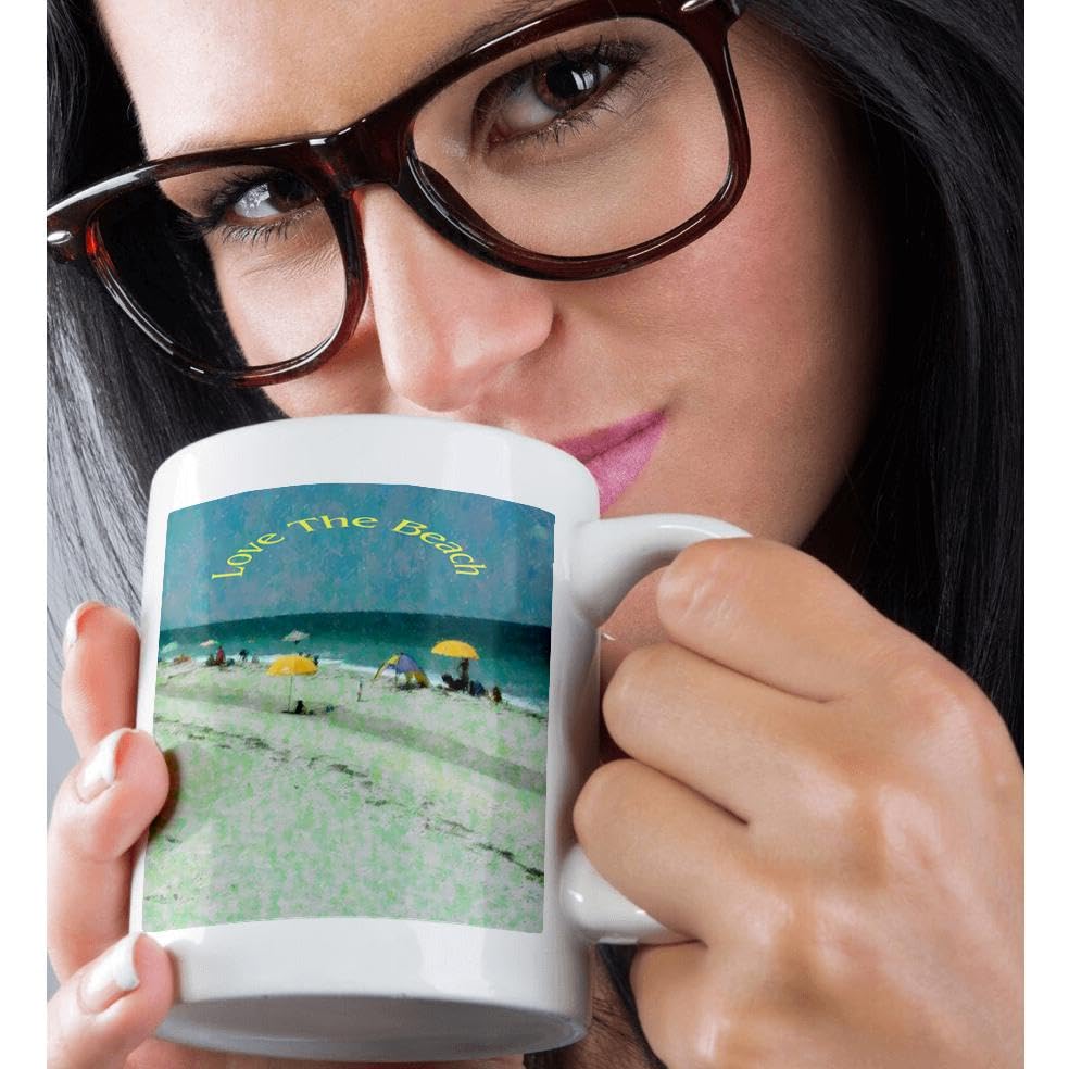 3D Rose Beach Umbrella Design Ceramic Coffee Mug - 11 oz Insulated Cup for Hot & Cold Drinks - Perfect for Beach Vacations, Poolside Relaxation, and Outdoor Picnics