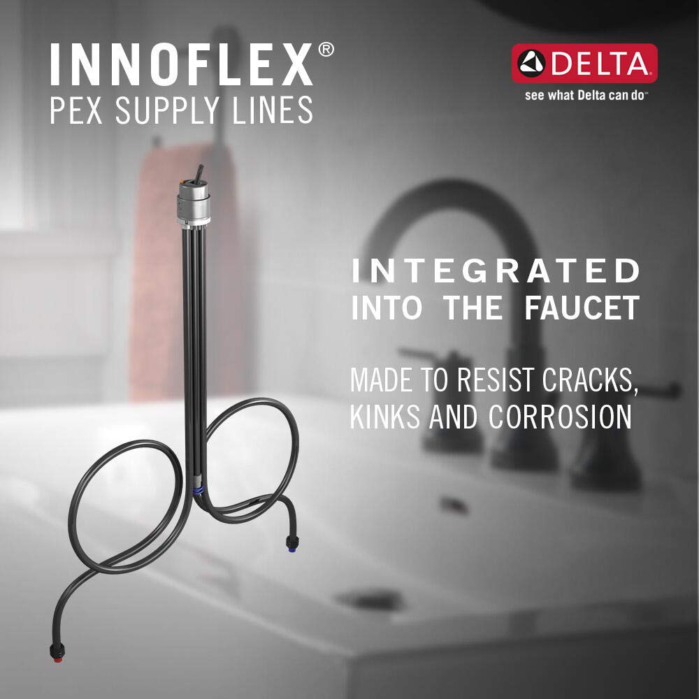 Delta Trinsic Oil Rubbed Bronze Single Hole Bathroom Faucet with Drain Assembly - Perfect for Modern Sinks