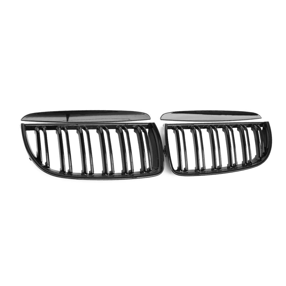 BMW E90 E91 2005-2008 Glossy Black Double Slat Sport Kidney Grille - Pair Replacement for Enhanced Style & Performance - Perfect for Car Enthusiasts & Auto Upgrades