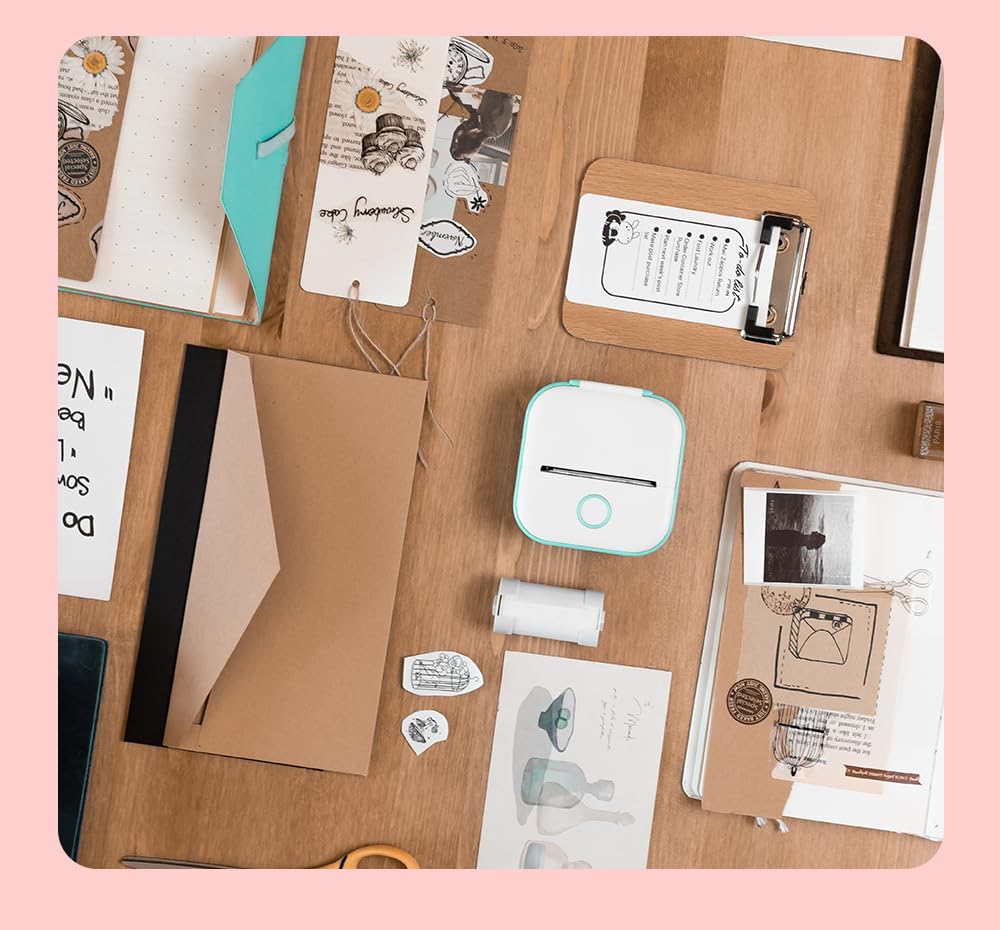 Mini Portable Sticker Printer - Bluetooth Thermal Photo Sticker Maker Machine with 3 Rolls Sticky Paper for DIY Crafts, Scrapbooking & Labeling (White) - Perfect for Home, Office & School Use