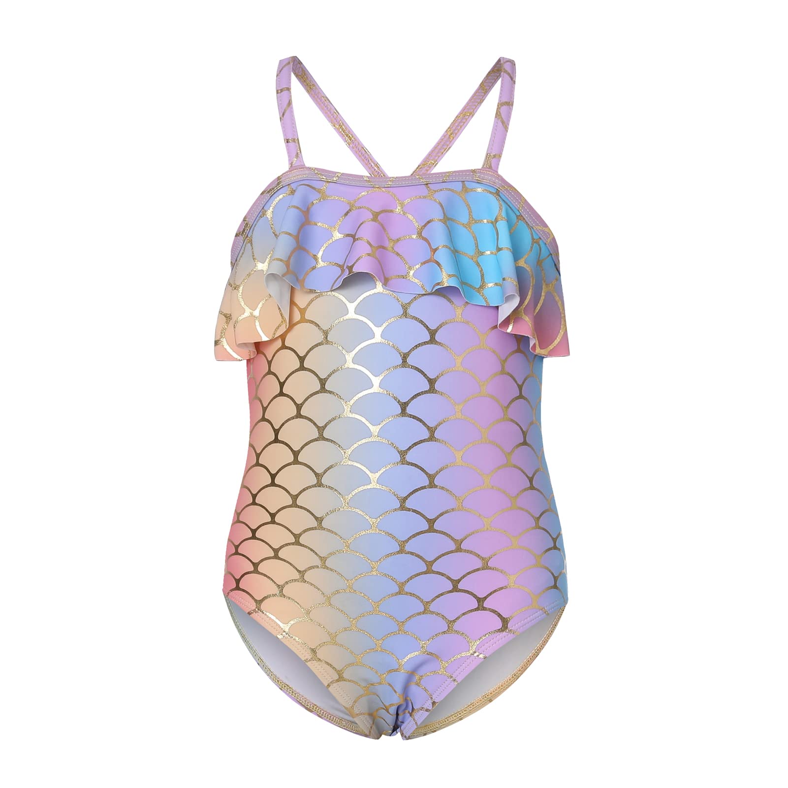 Phineein Girls One-Piece Swimwear - Tropical Fruit Heart Print Ruffled Bathing Suit for Kids | Beach, Pool & Summer Vacation Outfit