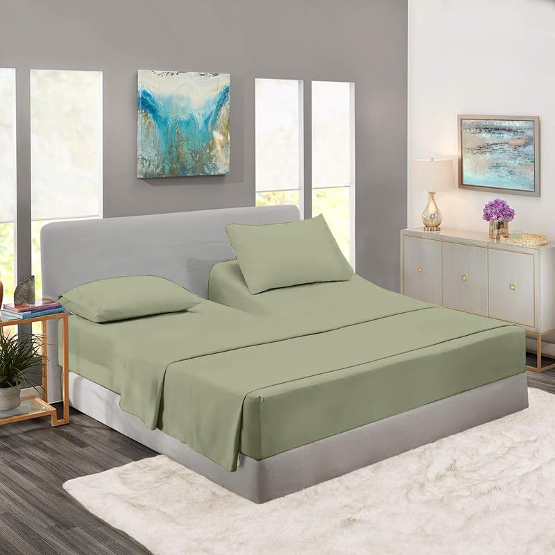 Rajlinen 100% Cotton Split King Sheet Set for Adjustable Beds - 16