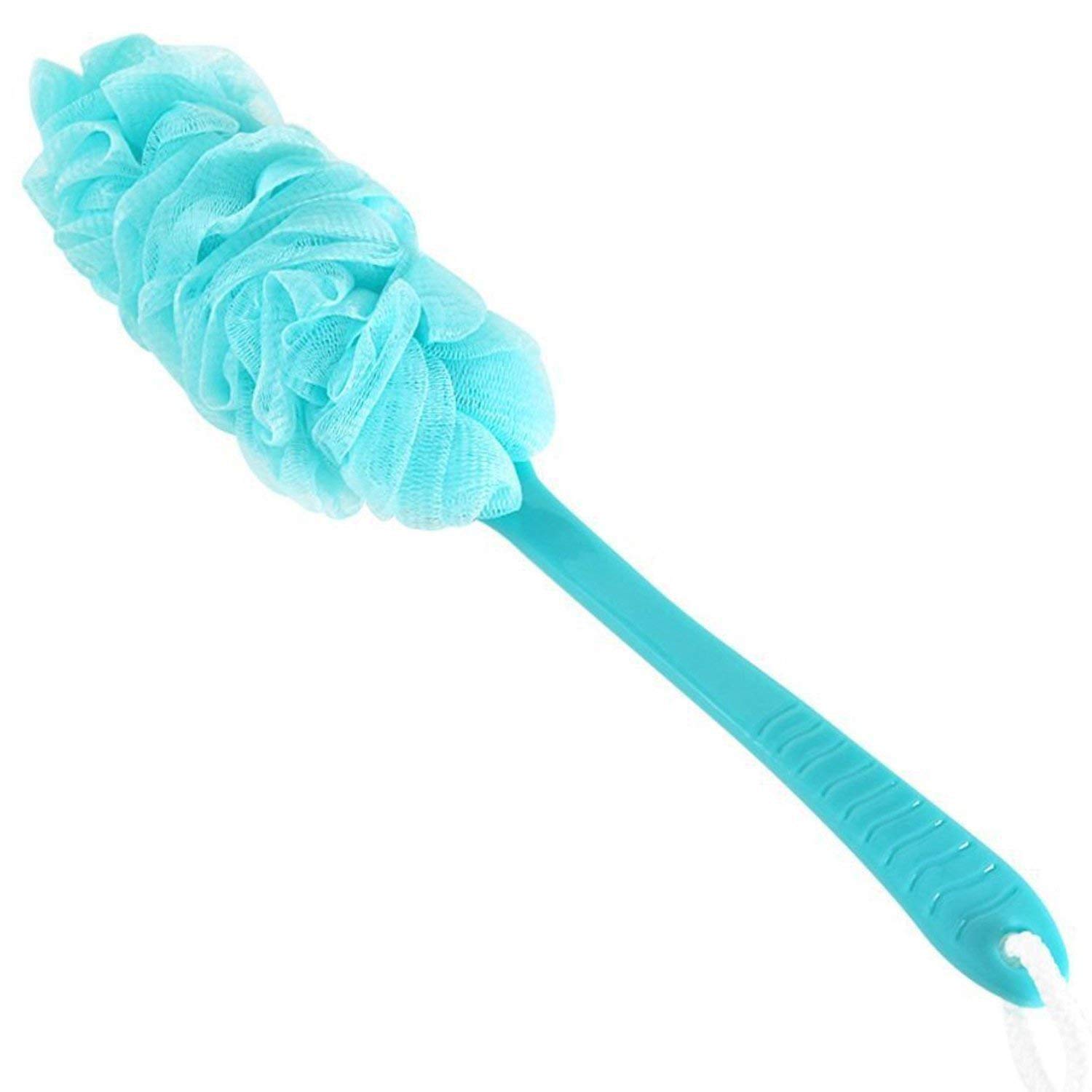 Eurohaus Long Handle Bath Body Brush with Loofah Sponge & Nylon Mesh Scrubber - Exfoliating Shower Pouf for Men & Women (35g, Multicolor) - Perfect for Deep Cleansing, Back Scrubbing & Spa Relaxation