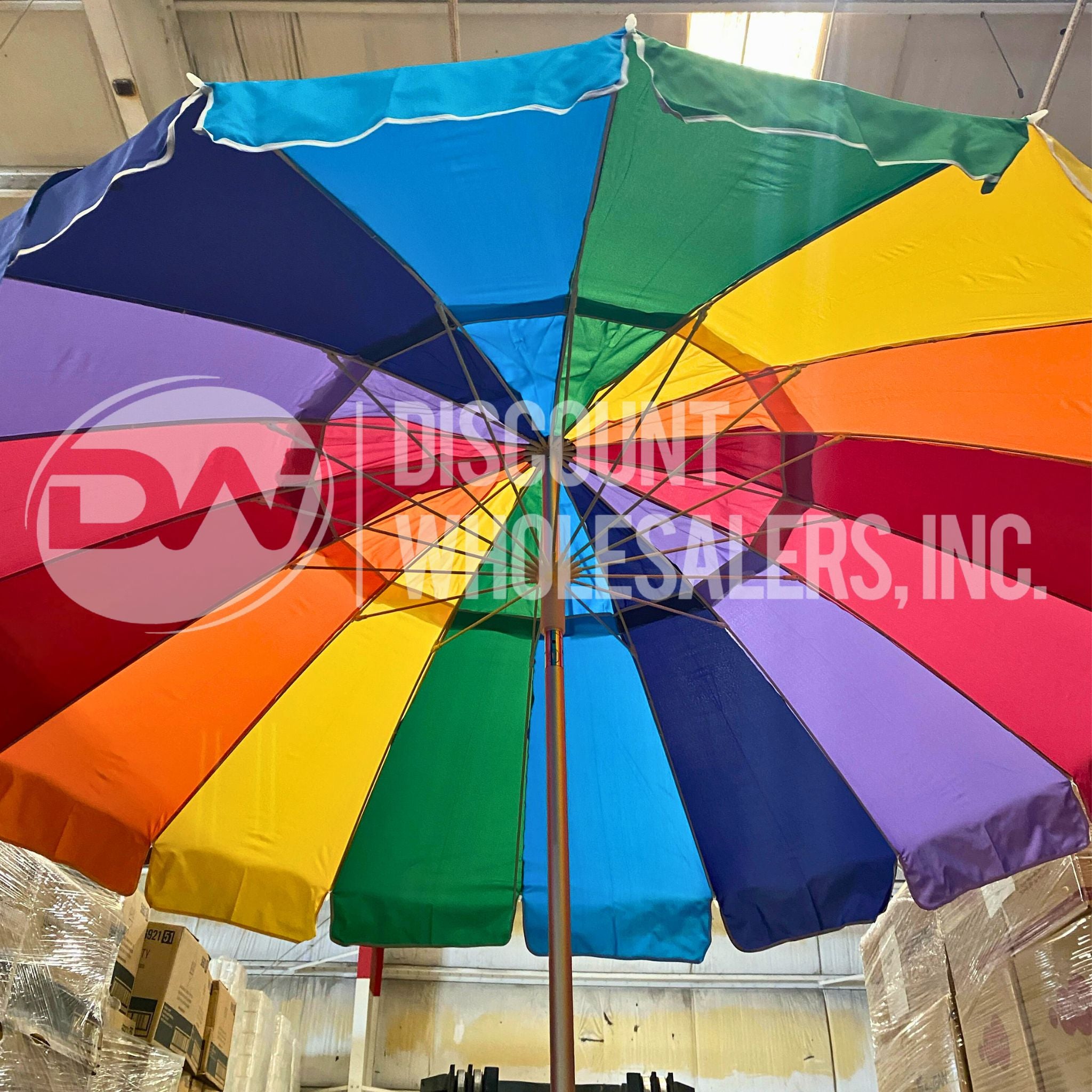 8FT Beach Umbrella - 120 Pcs/Pallet - Large Sun Shade for Outdoor, Pool, Patio, and Beach Use - Heavy Duty Windproof UV Protection Canopy