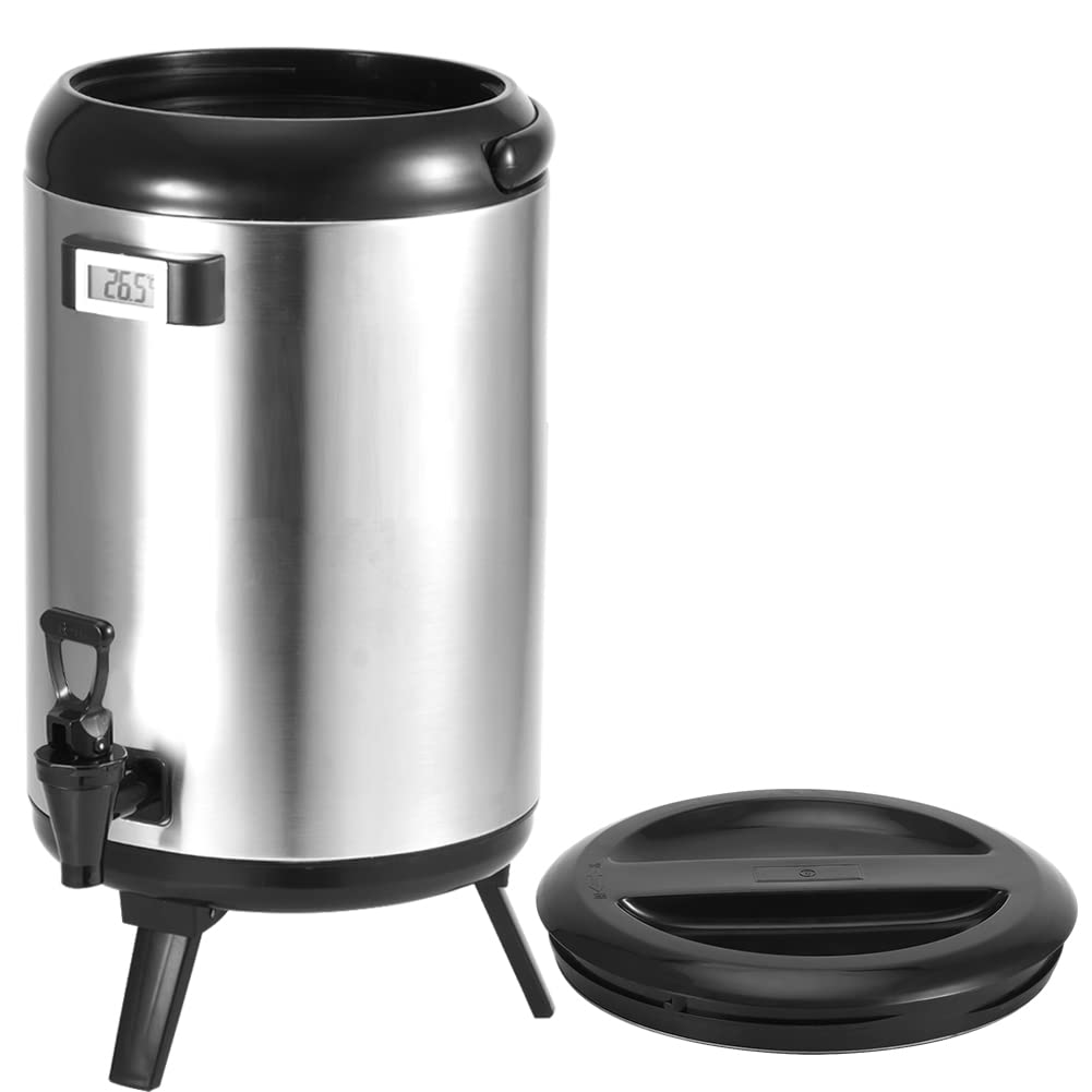 Premium 12L Stainless Steel Insulated Beverage Dispenser with Spigot - Double Wall Vacuum Insulated Hot/Cold Drink Container for Coffee, Tea, Milk, Water - Perfect for Parties, Cafes, and Outdoor Events