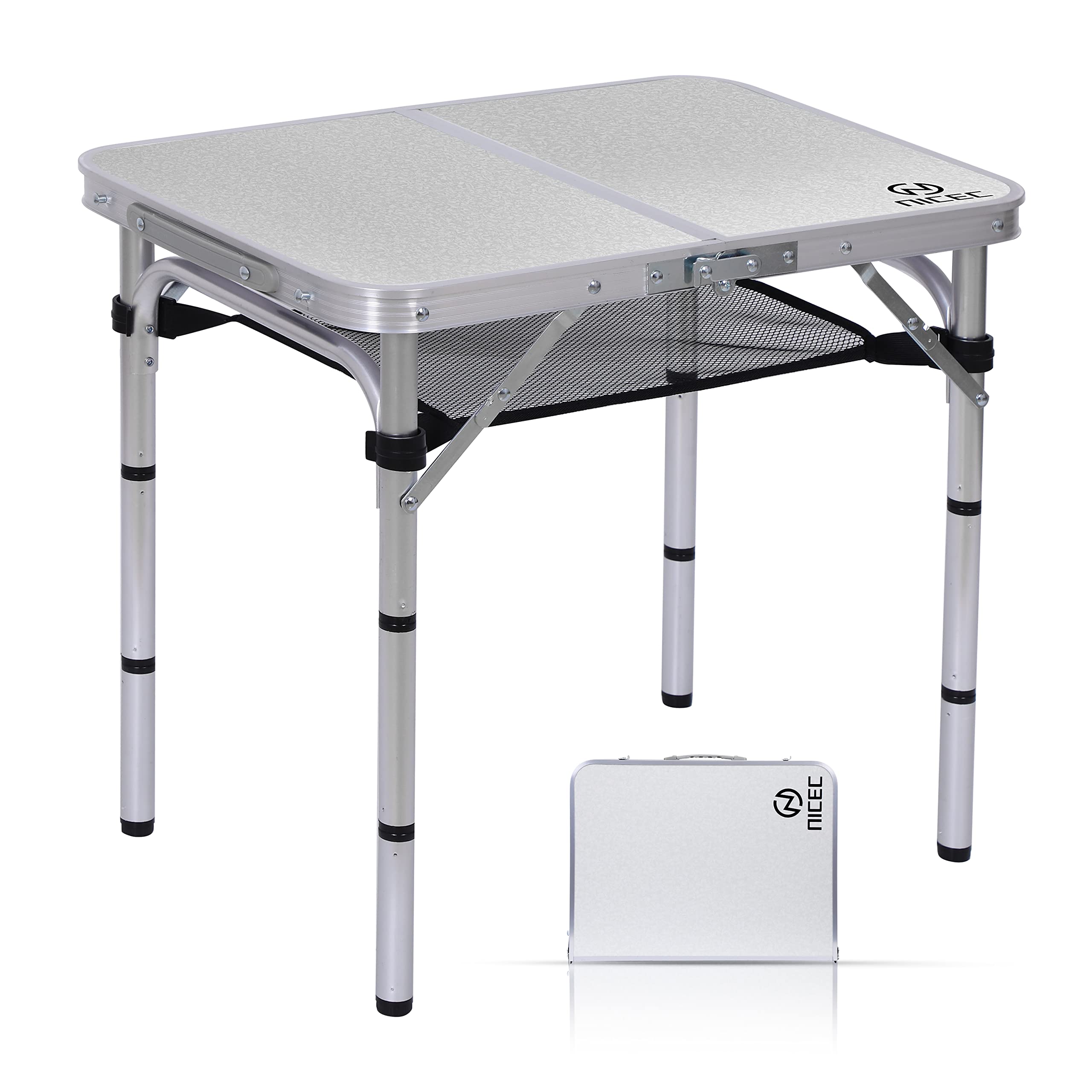Foldable Aluminum Picnic Table - Adjustable Height, Lightweight & Portable with Carry Handle for Camping, Beach, Office & Indoor Use | Perfect for Outdoor Gatherings, BBQs & Small Spaces