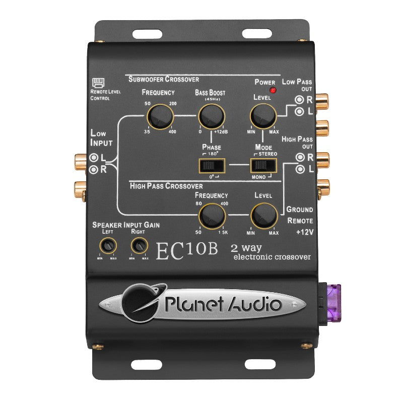 Planet Audio EC10B 2-Way Electronic Crossover with Remote Subwoofer Level Control - High Performance Car Audio System Component for Enhanced Bass & Sound Quality | Perfect for Car Stereo Upgrades & Custom Audio Installations