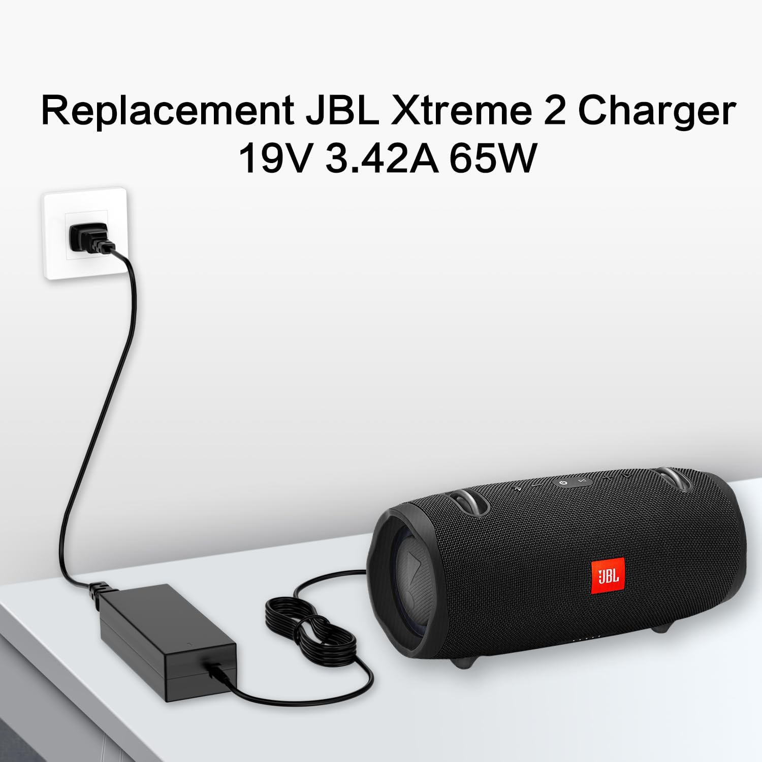 Original JBL Xtreme 2 19V 65W AC Power Adapter Charger Replacement for JBL Xtreme Portable Wireless Bluetooth Speaker (Black, Blue, Red) - Compatible with JBL Xtreme/Xtreme 2/Xtreme 2 Special Edition - Perfect for Home, Travel & Outdoor Use