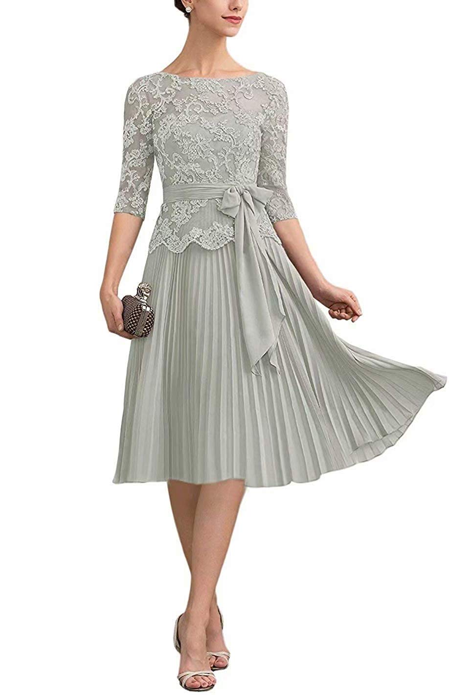 Elegant Short Sleeve Lace Applique Mother of The Bride Dress - Perfect for Weddings, Proms & Formal Occasions