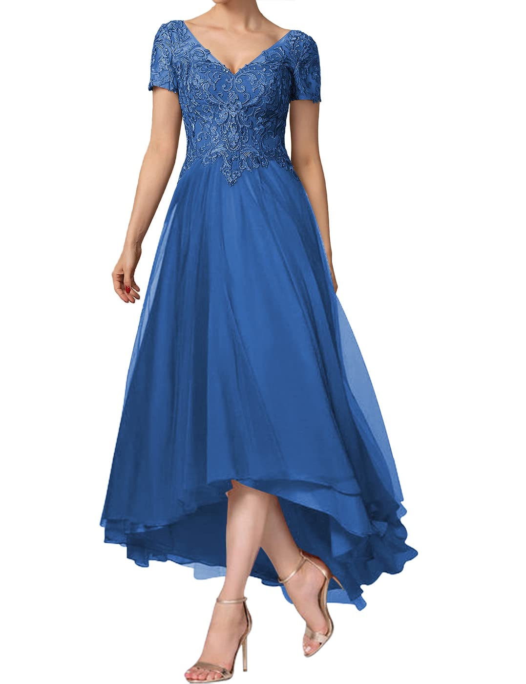 Elegant Lace Mother of The Bride Dresses for Women - V-Neck Chiffon Formal Evening Gown for Wedding Guest, Bridal Shower & Special Occasions