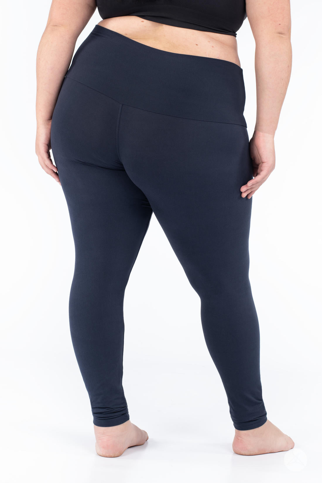 High Waist Navy Blue Leggings for Women - Comfortable Wide Elastic Waistband Yoga Pants - Perfect for Workout, Running, Yoga & Lounge Wear
