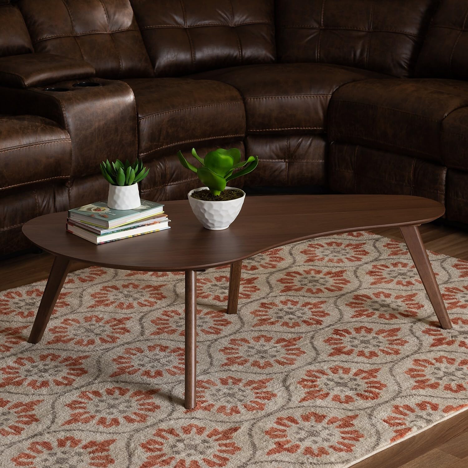 Baxton Studio Scarlette Mid-Century Modern Walnut Coffee Table - Stylish Living Room Centerpiece for Home Decor