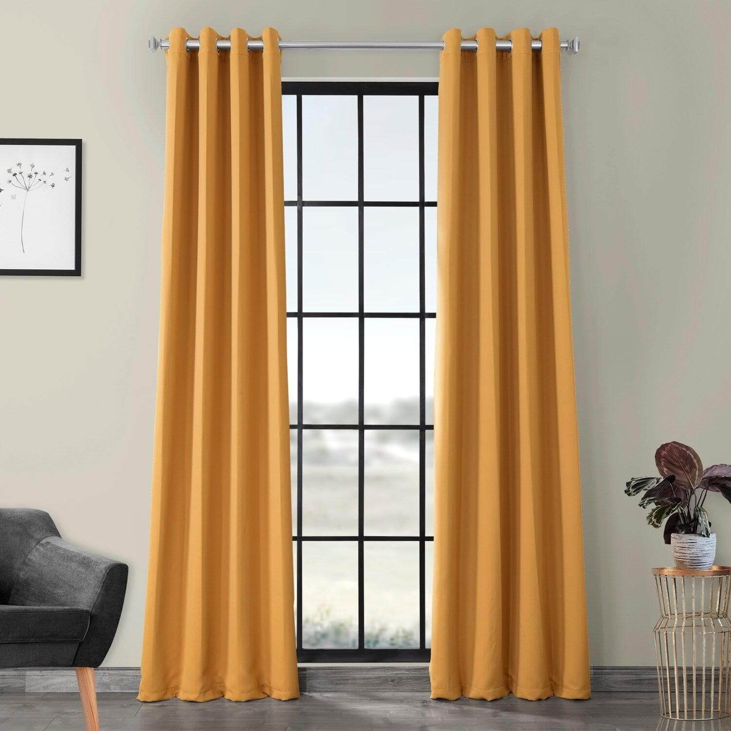 Marigold Grommet Blackout Curtains for Bedroom - Thermal Insulated Window Drapes for Home, Nursery & Office (54x84 Inch)