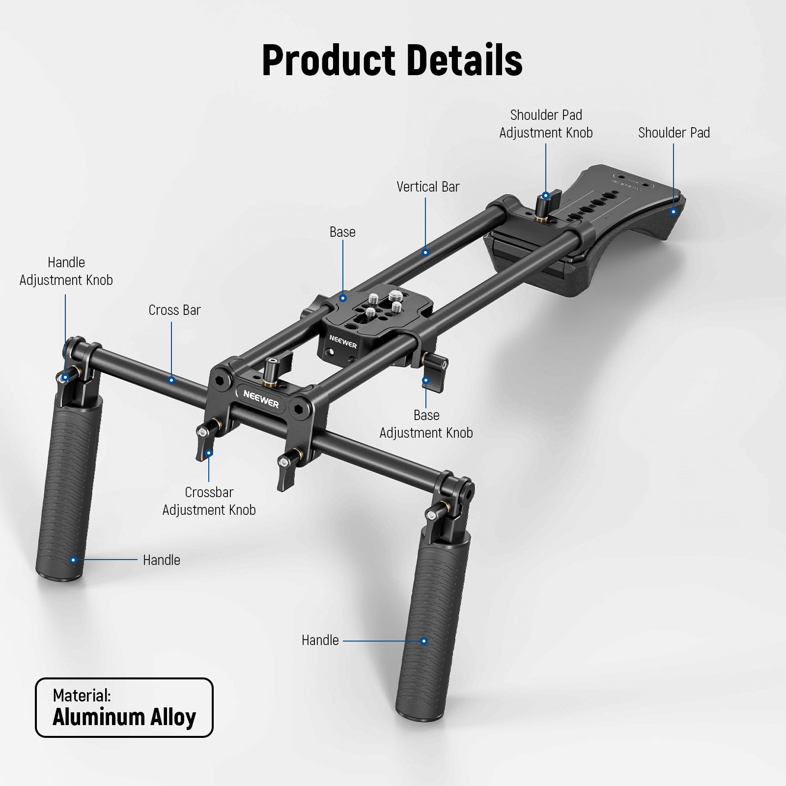 NEEWER SR004 Universal Shoulder Rig Kit for DSLR Camera - Professional Video Stabilizer with Adjustable Handles, Matte Box & Follow Focus - Perfect for Filmmaking, Vlogging & YouTube Content Creation