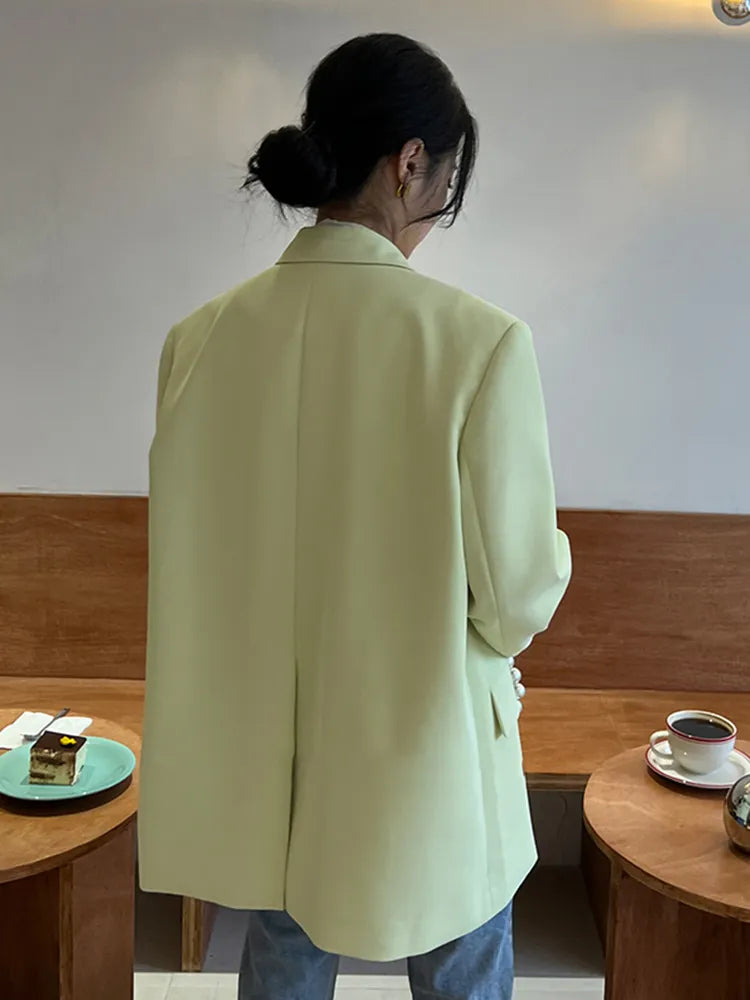 Women's Asymmetrical Blazer with Notched Collar - Long Sleeve Spliced Button Jacket for Casual Fall Fashion | Office Wear, Date Night & Autumn Outfits