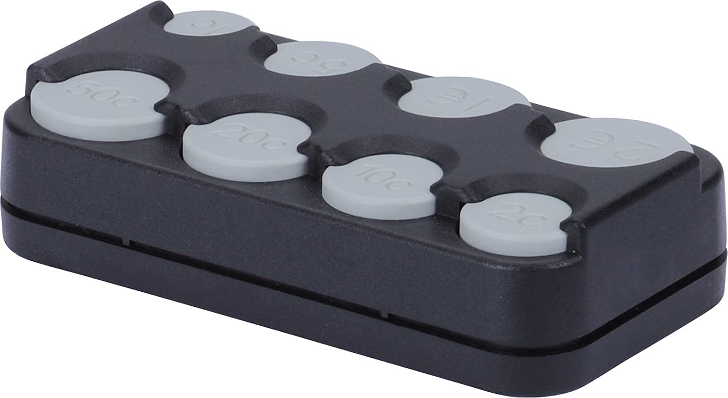8-Compartment Black Coin Box & Euro Holder - Money Organizer for Cash, Coins, and Tokens - Perfect for Home, Office, and Retail Use