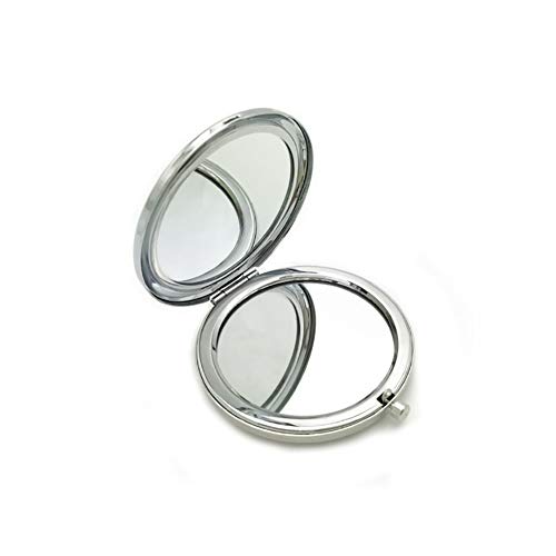 Portable Solid Color Metal Round Case Double-Side Pop-Up Pocket Makeup Mirror - Silver | Compact Travel Mirror for Makeup, Shaving & Personal Grooming On The Go