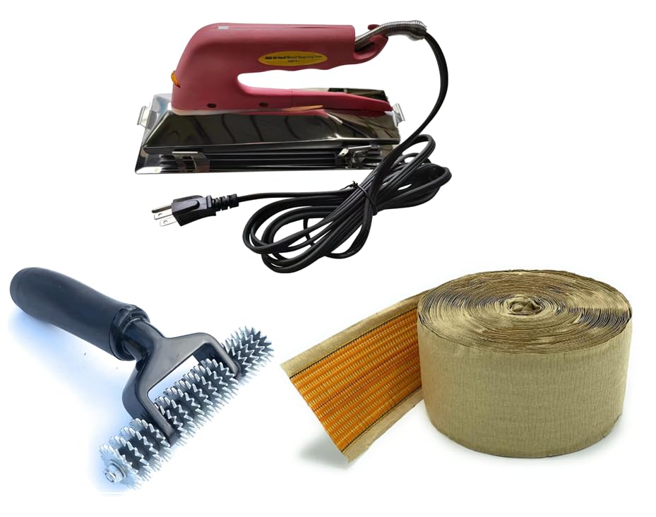 800-Watt 10-Inch Carpet Seaming Iron with Joining Tape - Professional Heat Bond Seamer for Carpet Installation & Repair, Includes Red Stitch Roller & Spiked Star Grooming Tool - Perfect for Home Renovation, Flooring Projects & DIY Carpet Repairs