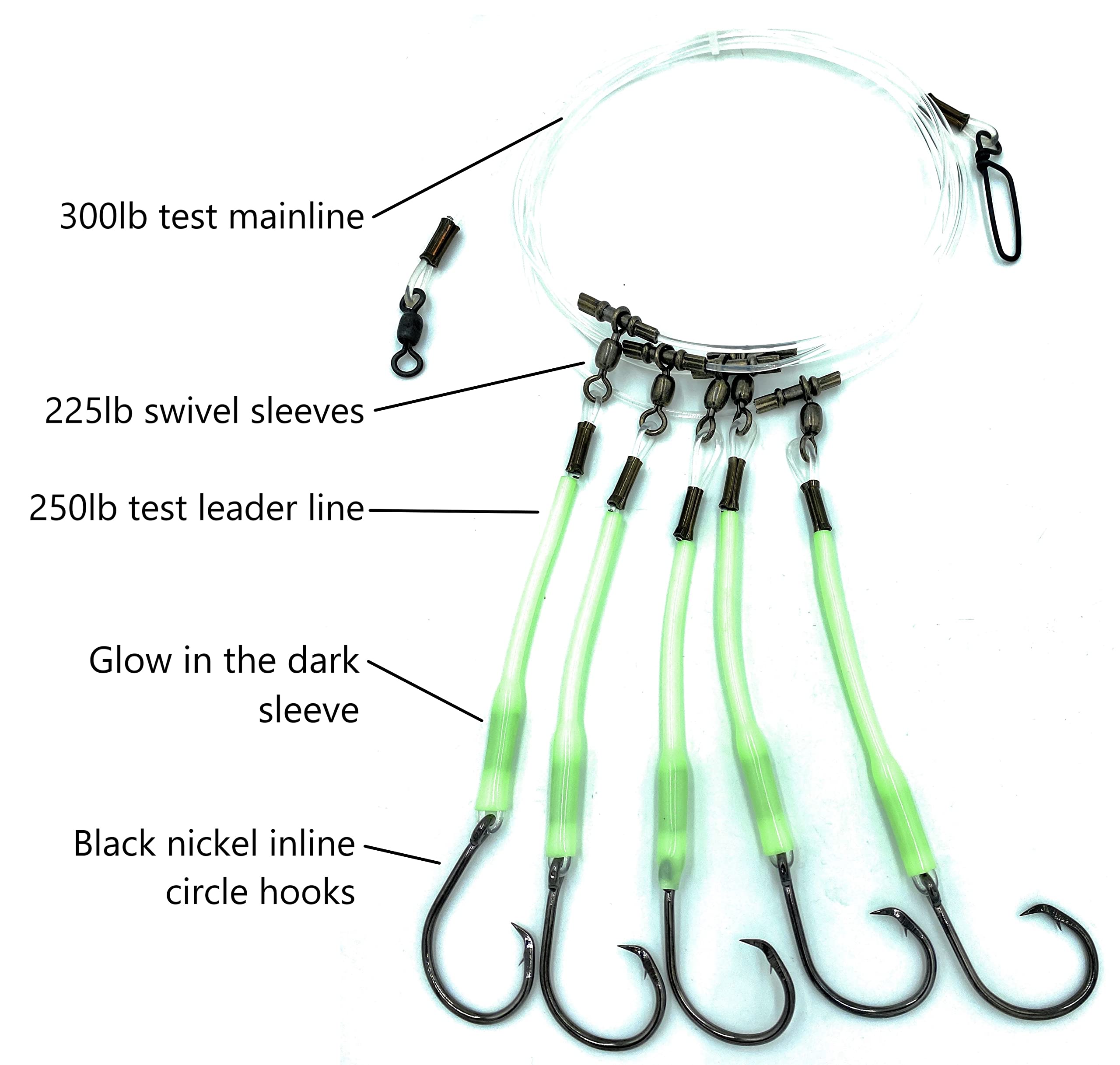 Deep Drop Glow Sleeve Fishing Bundle - 3 Rigs, 2 LED Deep Drop Lights, 2 Heavy Deep Drop Weights for Offshore Bottom Fishing & Night Angling