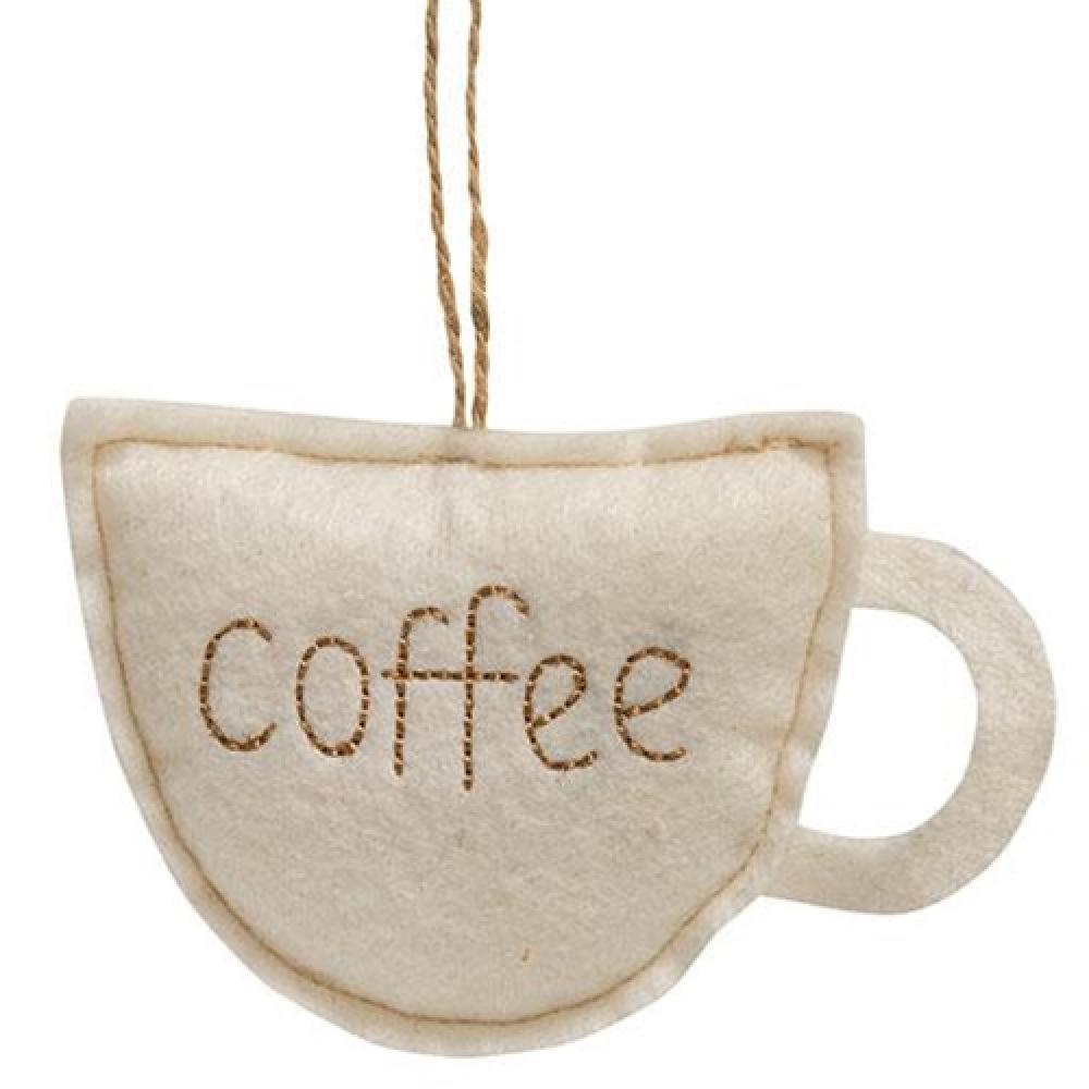 Handmade Felt Stitched Coffee Cup Ornament - DIY Christmas Tree Decorations, Holiday Home Decor, Gift for Coffee Lovers - Perfect for Xmas, Party & Office Desk Decor