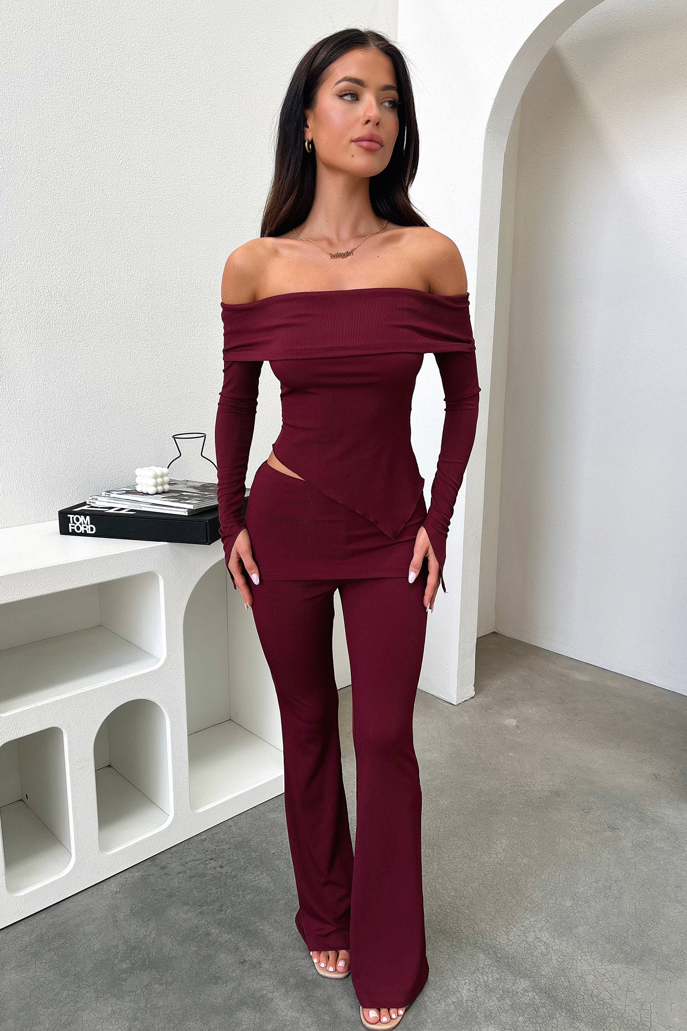 Aniston Women's Casual Pants in Burgundy - Comfortable Stretch Trousers for Work, Travel & Everyday Wear
