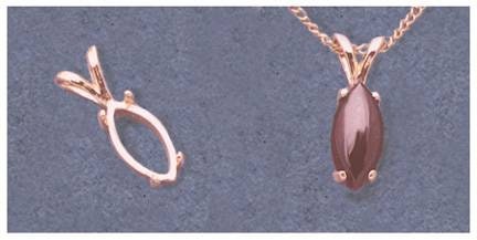 Solid Sterling Silver or 14kt Gold 6x3mm 16x8mm Marquise Cabochon Pendant Setting - Handcrafted in USA | Perfect for Jewelry Making, DIY Necklace Designs & Gemstone Settings