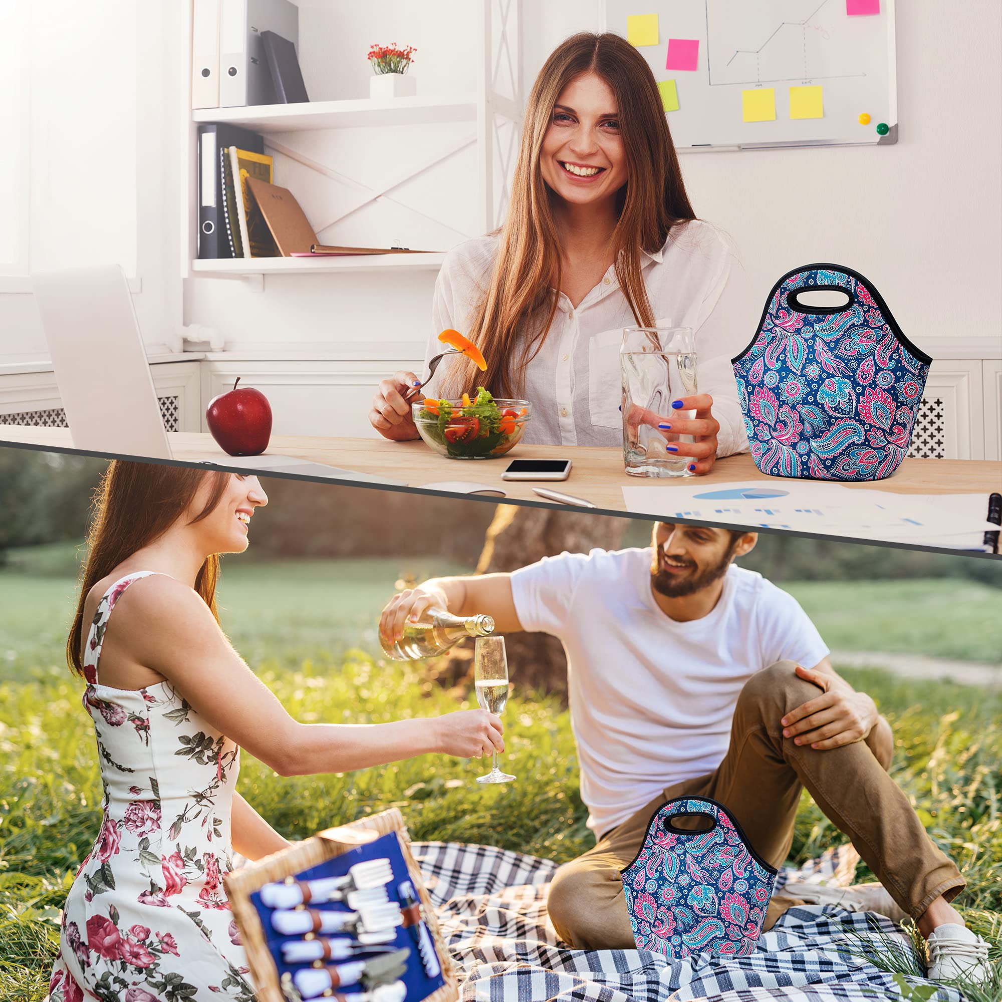 Insulated Neoprene Lunch Bag for Women & Men - Leakproof Washable Lunch Tote for Work, School, Picnic & Meal Prep | Lightweight Reusable Food Container Box | Perfect for Office, Gym & Outdoor Activities