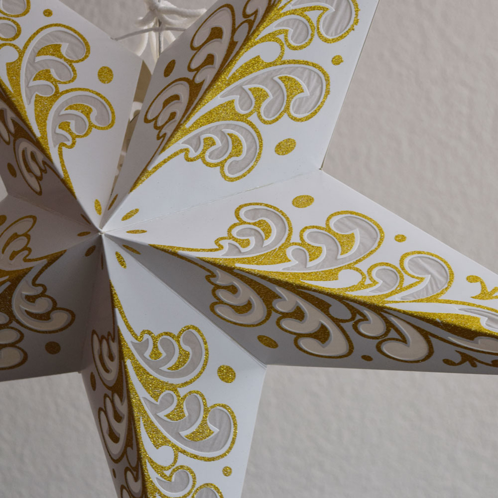 24K Gold Wave Glitter Paper Star Lantern - Hanging Decoration for Christmas, Party, Wedding & Home Decor