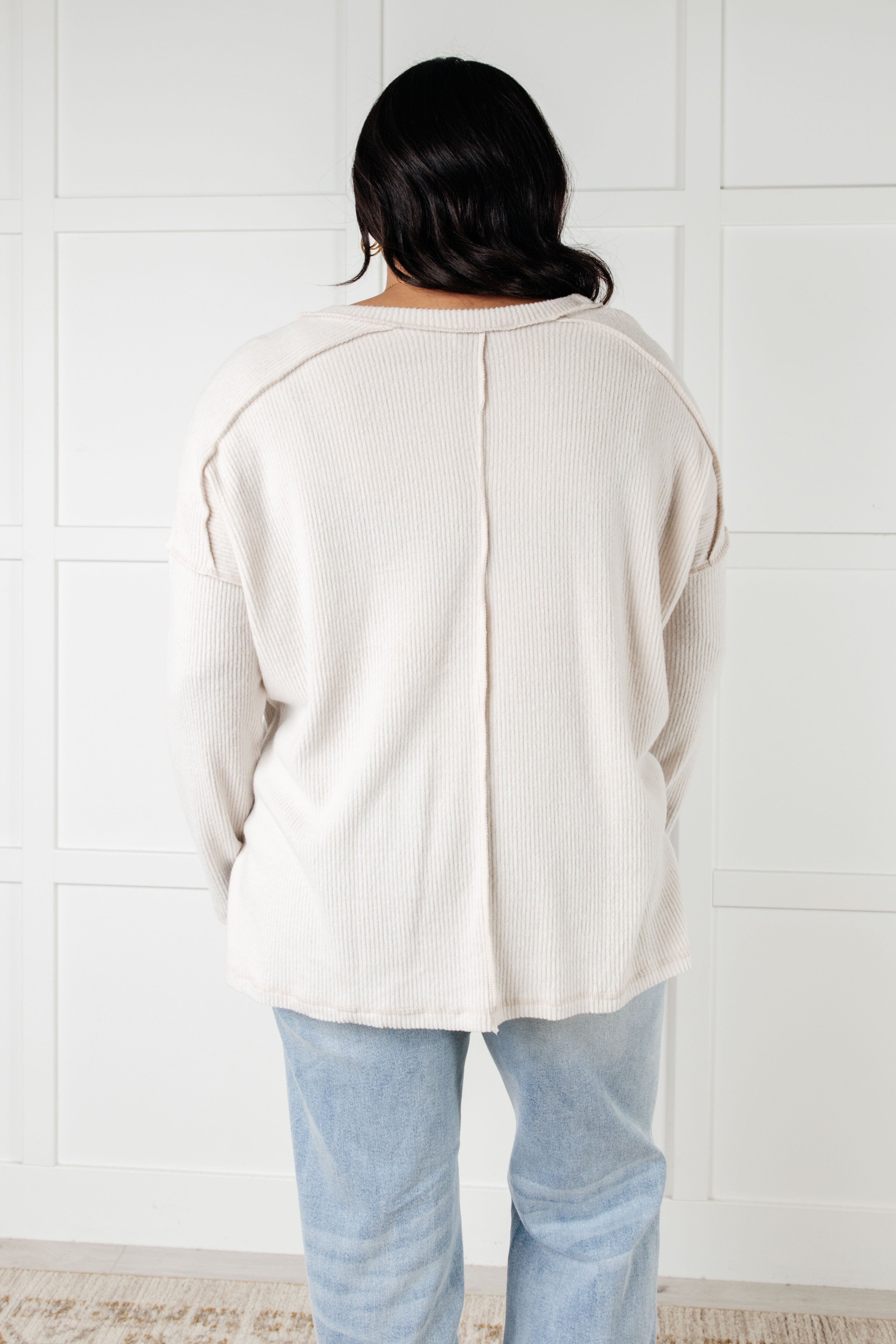 Soft Brushed Hacci Sweater Top in Sand Beige | Cozy Winter Pullover for Women | Perfect for Layering, Office Wear & Casual Outfits