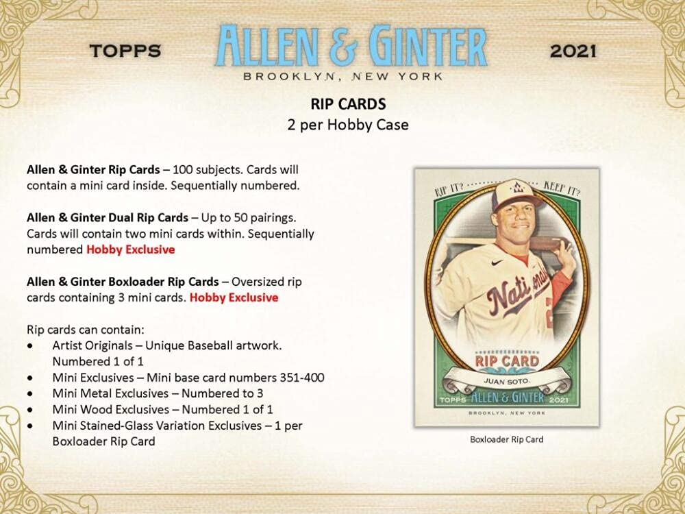 2021 Topps Allen & Ginter Baseball Hobby Box - 24 Packs (8 Cards Each) with 3 Guaranteed Hits - Collectible Trading Cards for Baseball Fans & Card Collectors - Perfect for Trading, Collecting, and Displaying
