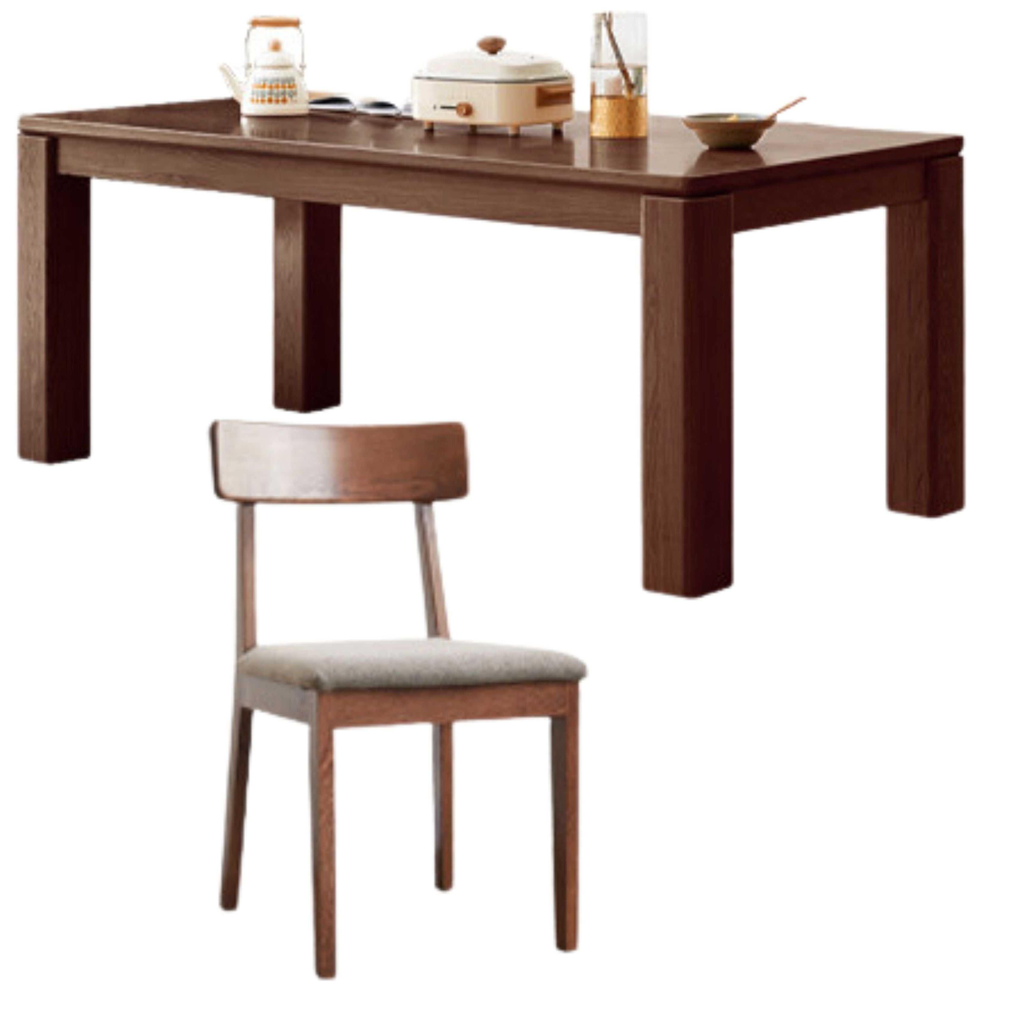 86.6x39.4x29.9 inch / 220x100x76 сm / Walnut Color/ Dining table+ 4 chairs