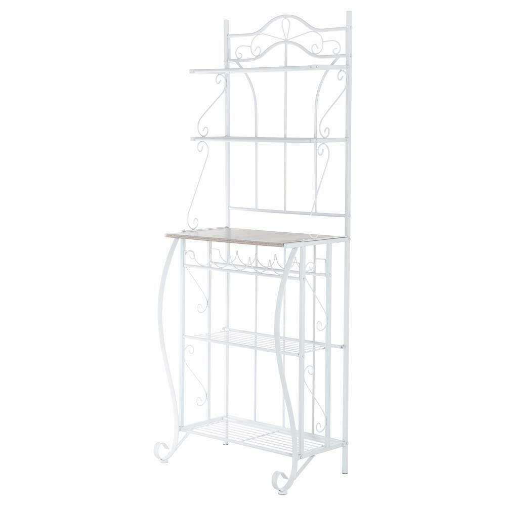 5-Tier Metal Microwave Stand with Storage Shelf - Space-Saving Kitchen Organizer for Microwave, Wine Bottles & Utensils - Perfect for Small Kitchens & Apartment Living