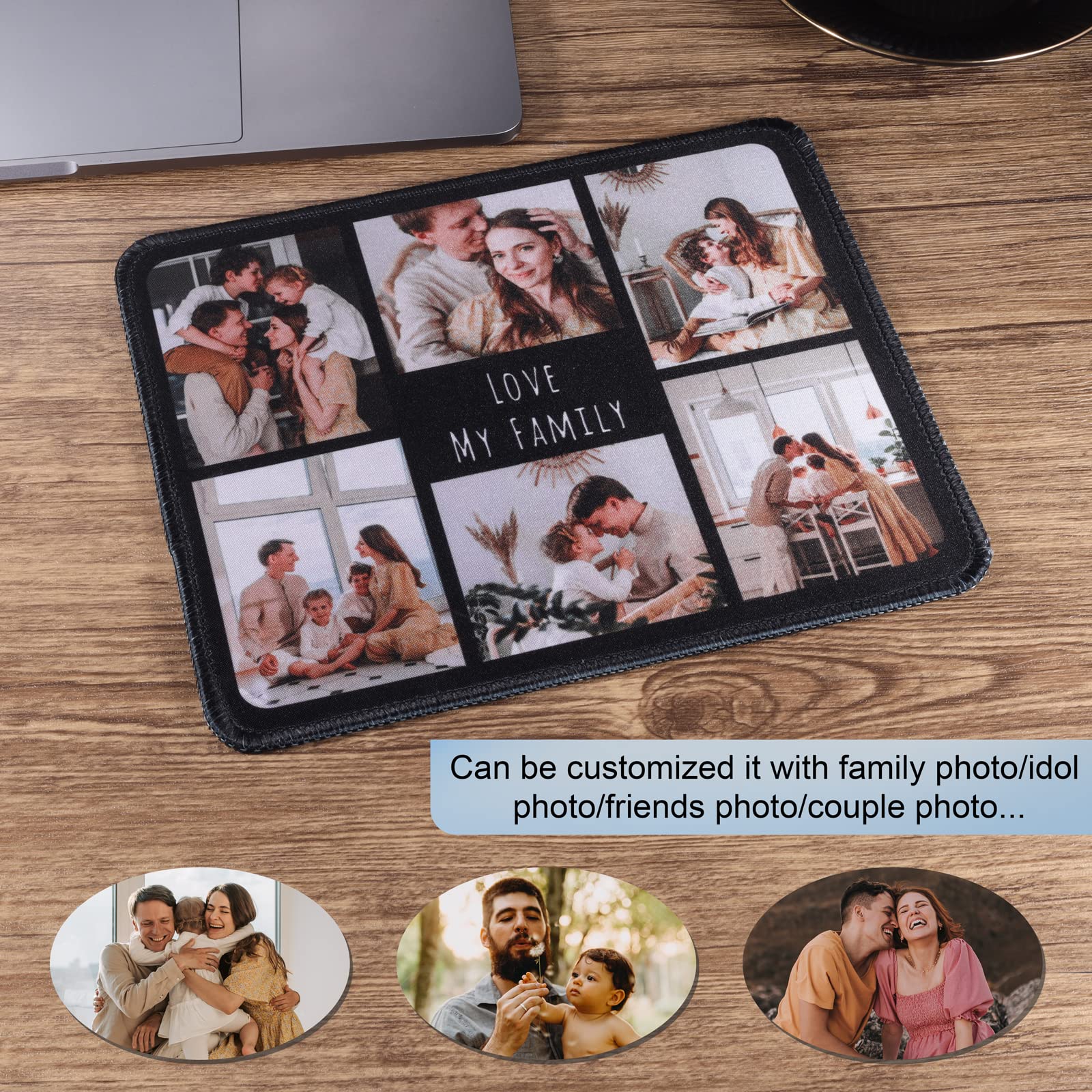 Custom Photo Mouse Pad - Personalized with Your Picture & Text - Non-Slip Gaming & Office Desk Accessory for Computer, Laptop, PC Users (Black)