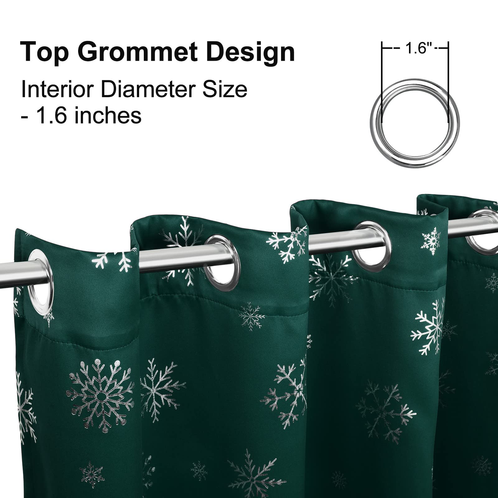 FRAMICS Snowflake Foil Print Thermal Insulated Blackout Curtains - 52