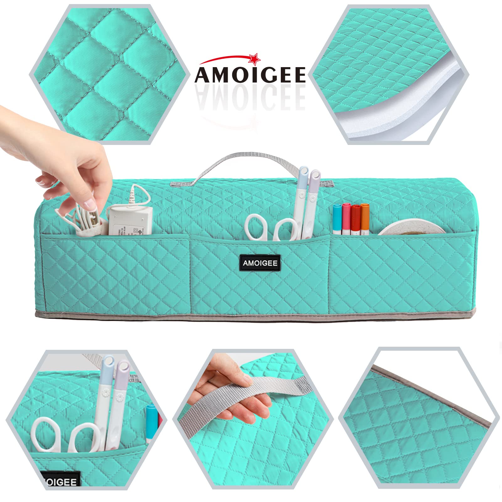 AMOIGEE Padded Dust Cover for Cricut Maker, Maker 3, Explore 3, Explore Air 2 - Protective Machine Cover for Cricut Accessories & Tools | Perfect for Crafting, Scrapbooking & DIY Projects