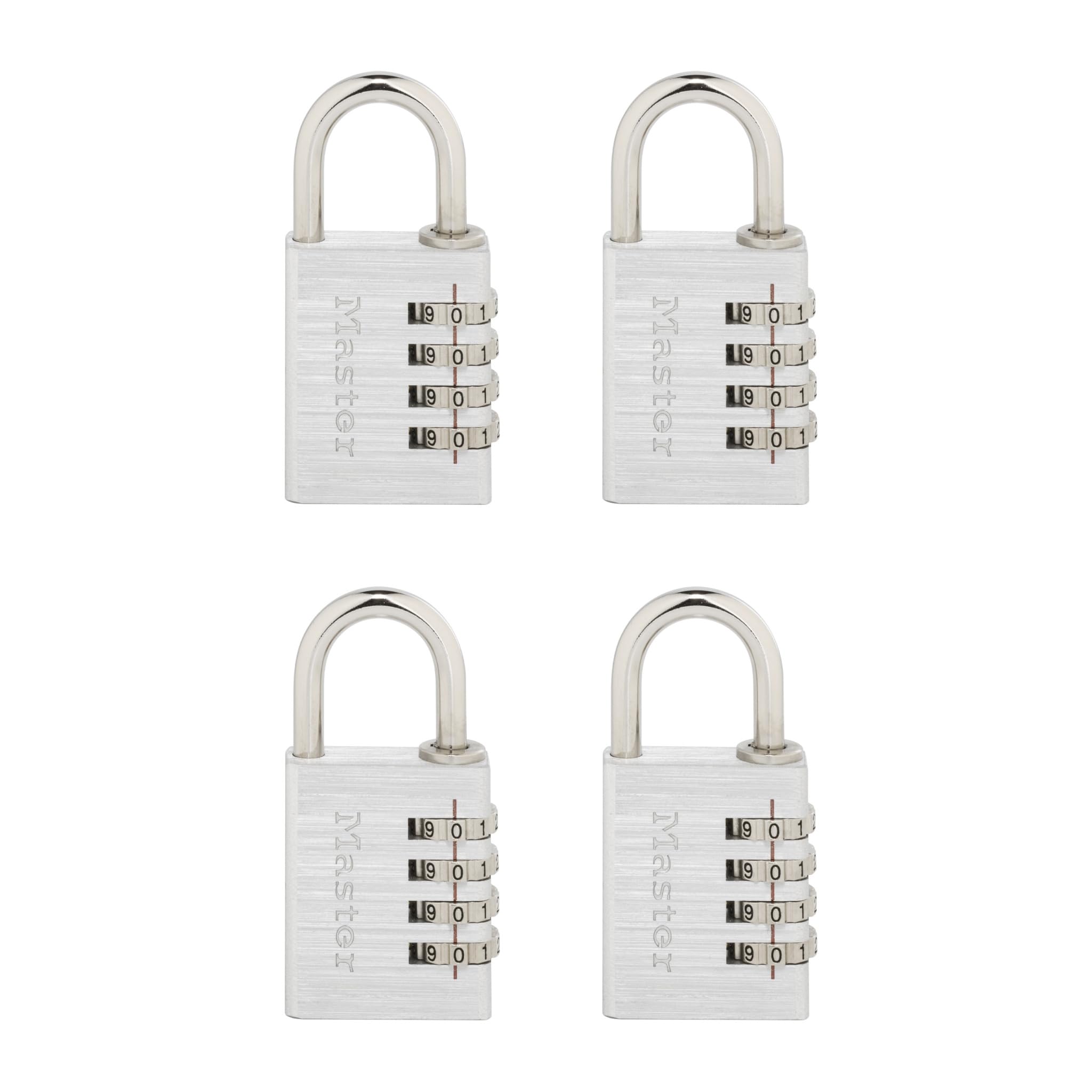 Master Lock Set Your Own Combination Padlock - 4 Pack, Silver 643EC4 | Keyless Security Locks for Gym Lockers, School Lockers, Backpacks & Travel Luggage