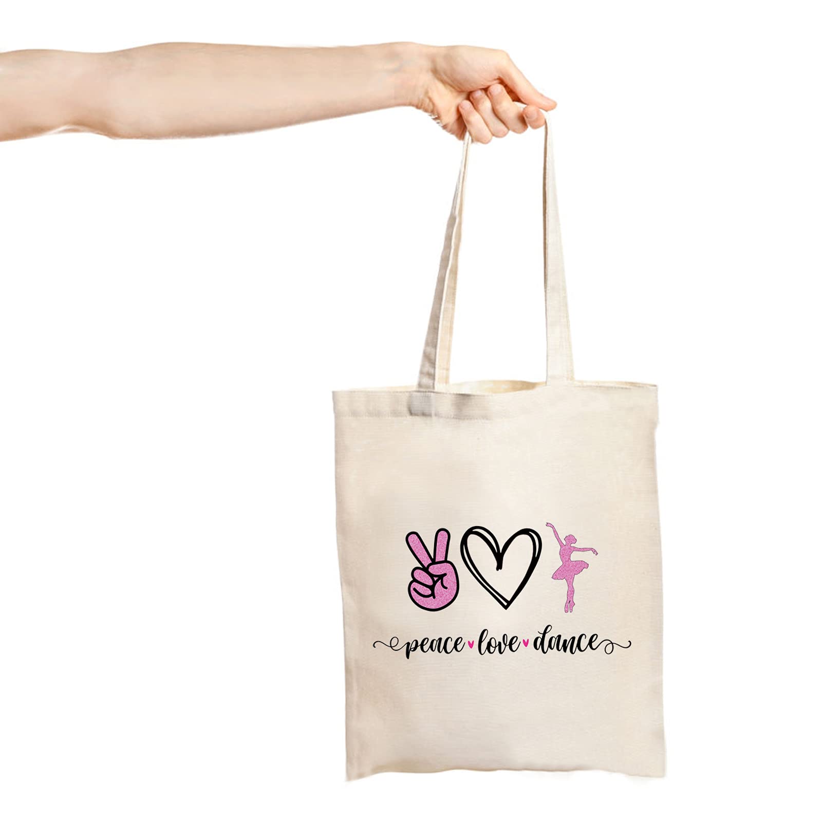 JXGZSO Ballet Dance Tote Bag - Peace Love Dance Shoulder Bag Organizer for Dancers, Teachers & Coaches - Perfect for Dance Classes, Rehearsals & Gifts