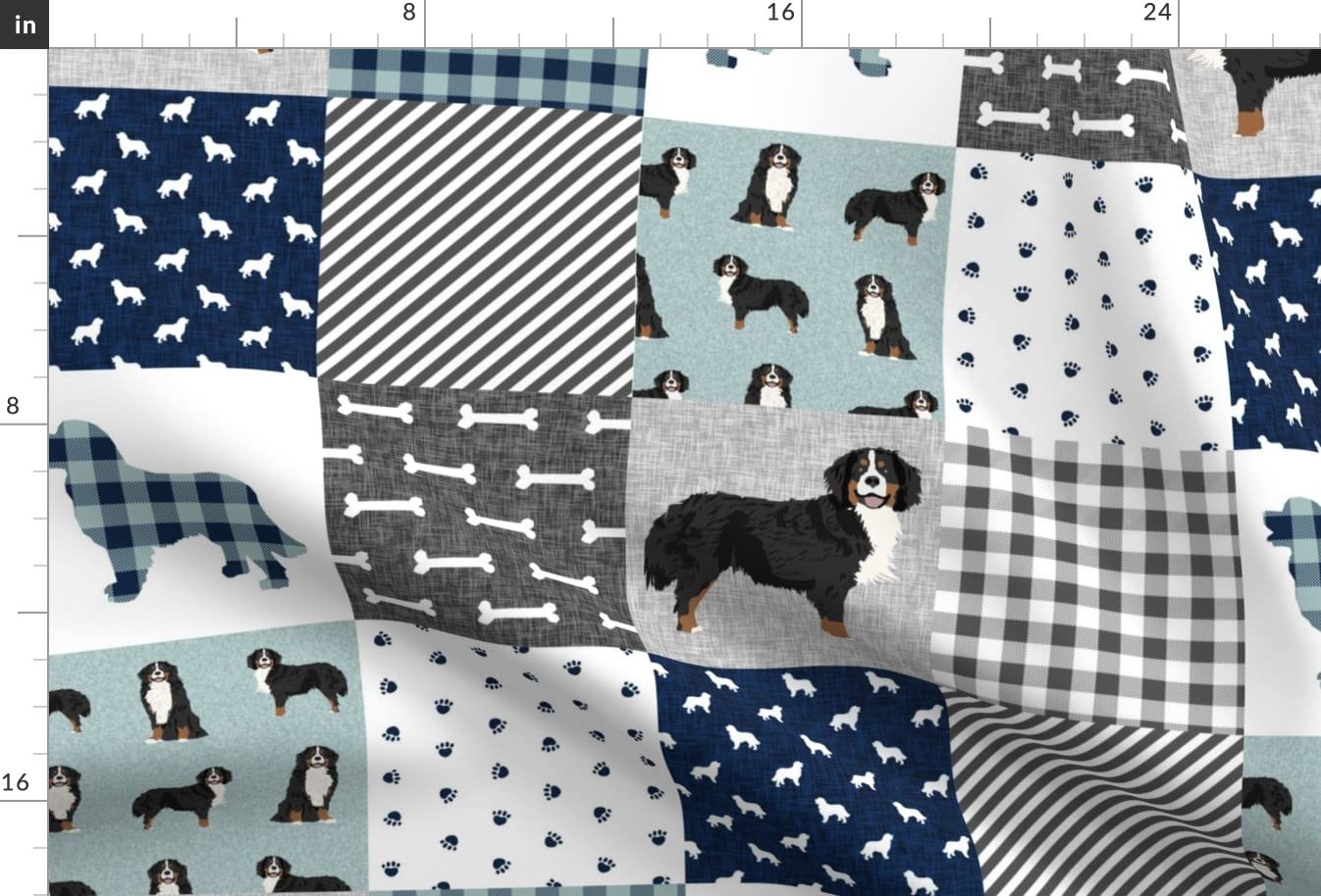 Bernese Mountain Dog Printed Minky Fabric - Soft Plush Fat Quarter for Baby Blankets, Quilt Backing & Sewing Projects - Pet Portrait Wholecloth Cheater Quilt Fabric - Perfect for DIY Crafts, Home Decor & Gift Making