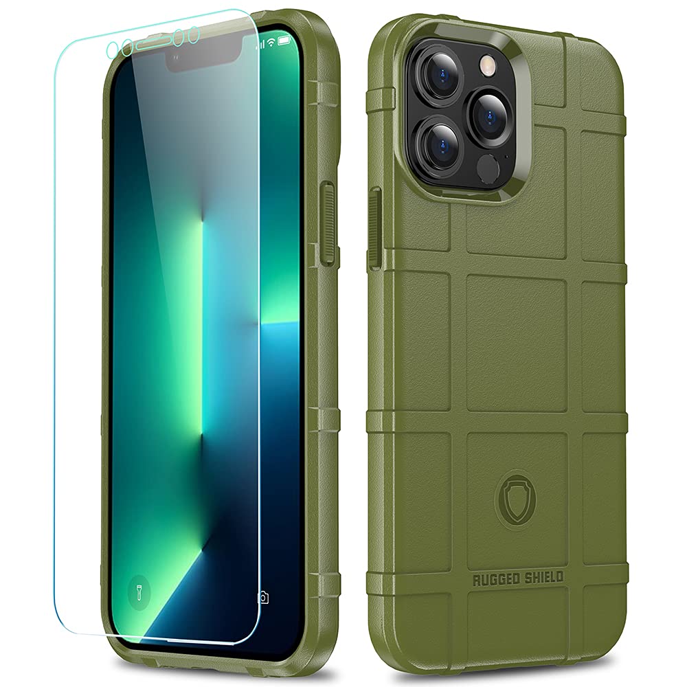 Rugged Shockproof iPhone 13 Pro Max Case (6.7 Inch) - 8FT Drop Protection, Military-Grade TPU Armor Cover - Tactical Protective Phone Case for iPhone 13 Pro Max in Army Green | Perfect for Outdoor Adventures, Construction Work & Extreme Sports