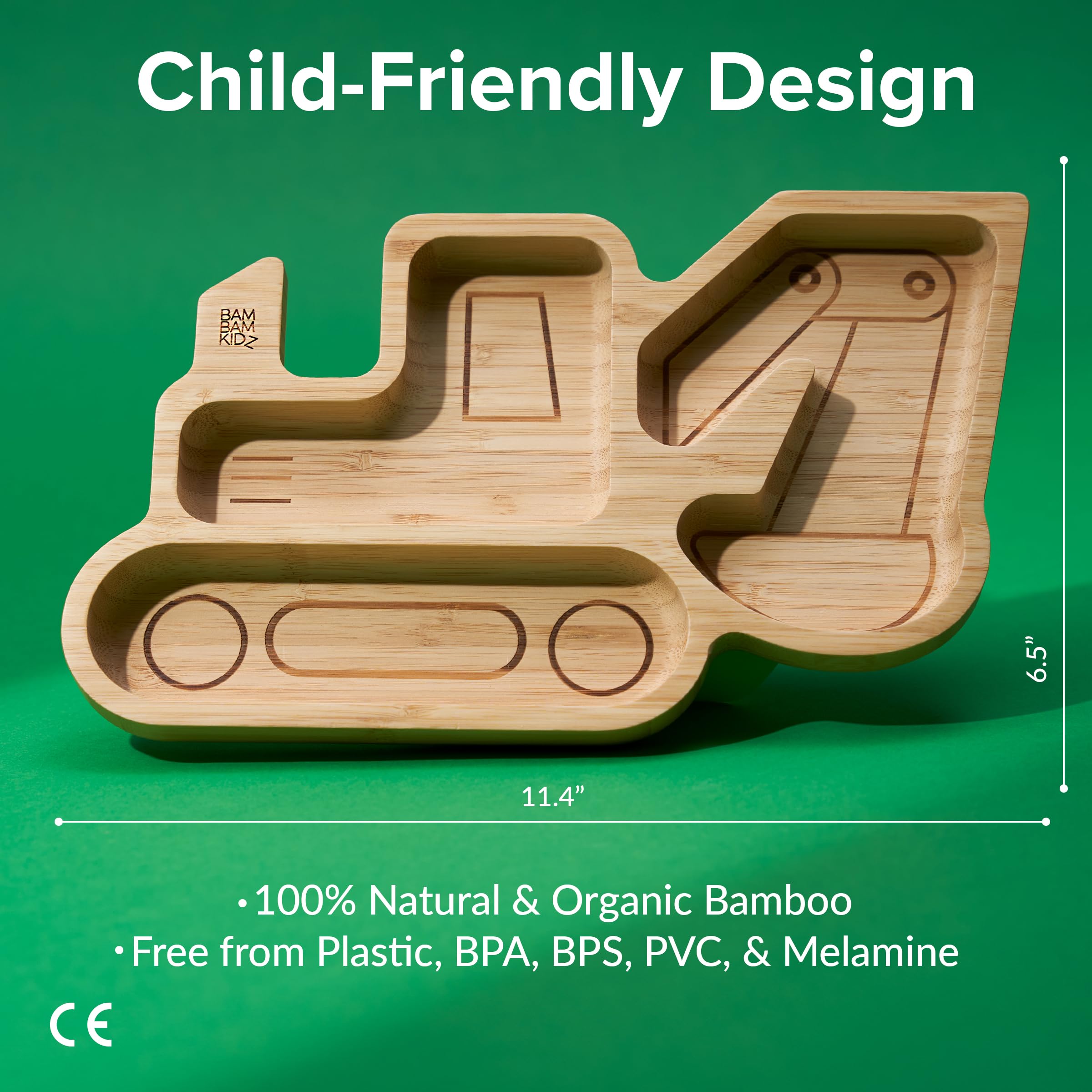 Bamboo Divided Suction Plates for Baby & Toddlers - Non-Toxic Eco-Friendly Baby Plates with Strong Suction - Natural Bamboo Dinnerware for Kids - Perfect for Home, Travel and Daycare Use