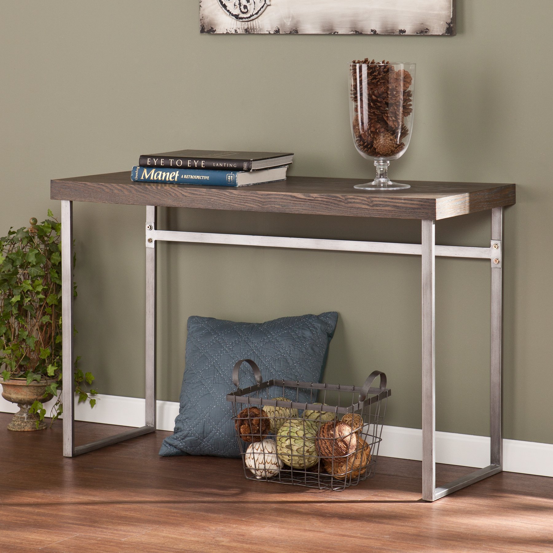 Southern Enterprises Nolan Console Table in Weathered Burnt Oak - Rustic Entryway Table for Hallway, Living Room & Foyer Decor