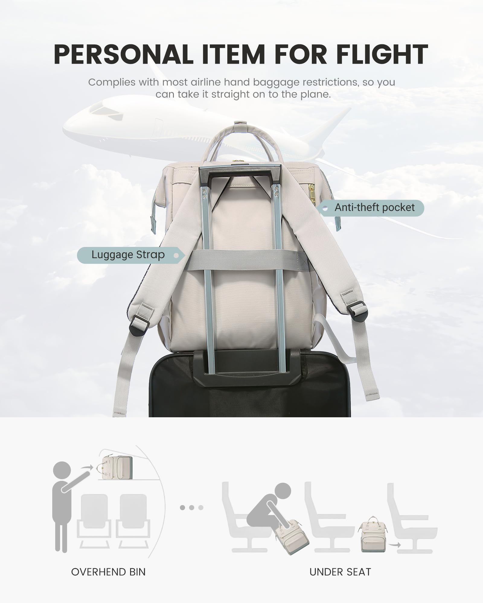 LOVEVOOK Women's Laptop Backpack - Large Capacity 15.6 Inch Travel Backpack with USB Charging Port - Airline Approved Work Bag for College, Nurse, Teacher - Perfect for Business Trips, Commuting & Daily Use