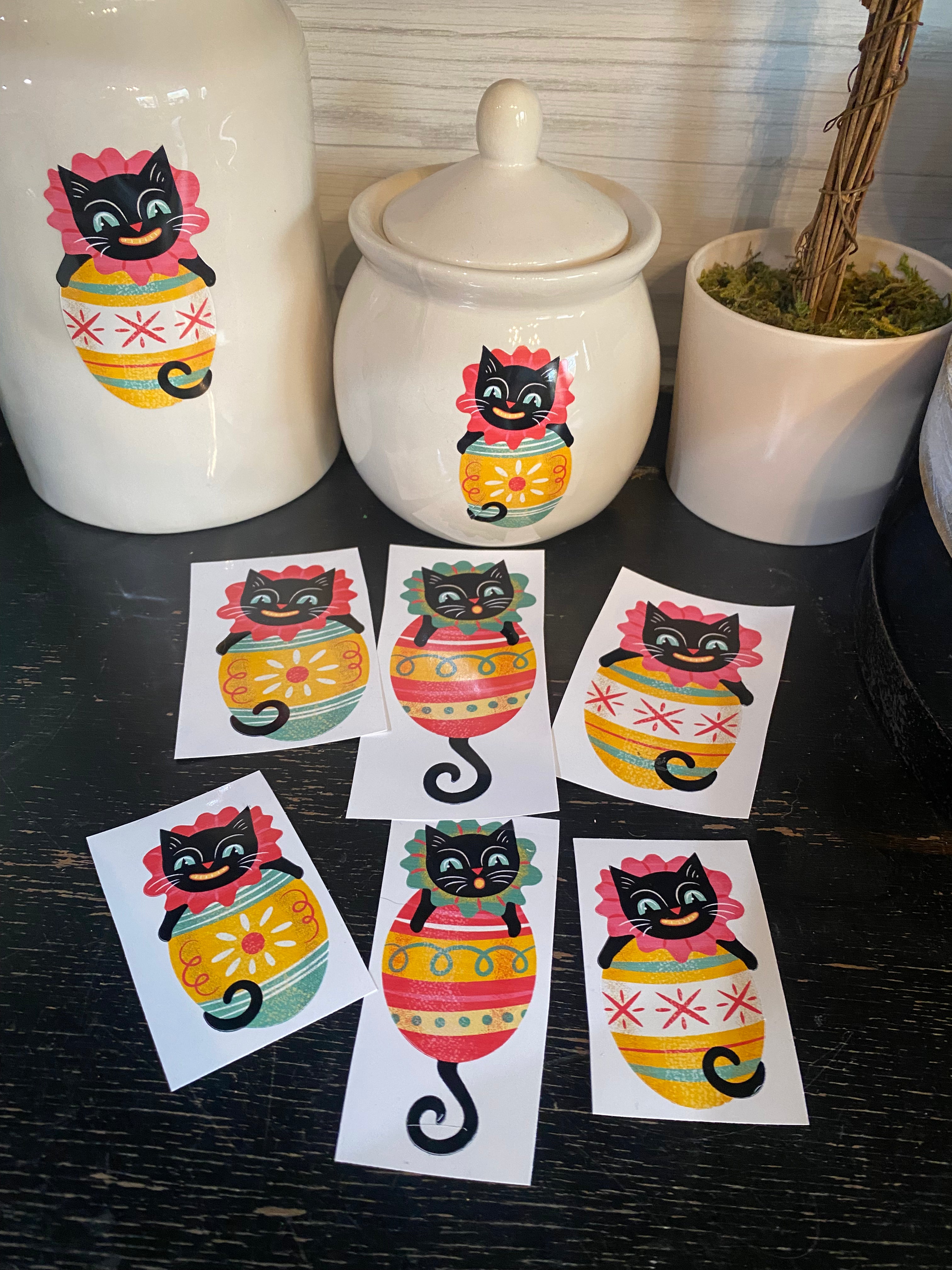 Johanna Parker Black Cat Easter Decors - Adhesive Wall Stickers for Spring Home Decor, Party Supplies & Holiday Gift Ideas
