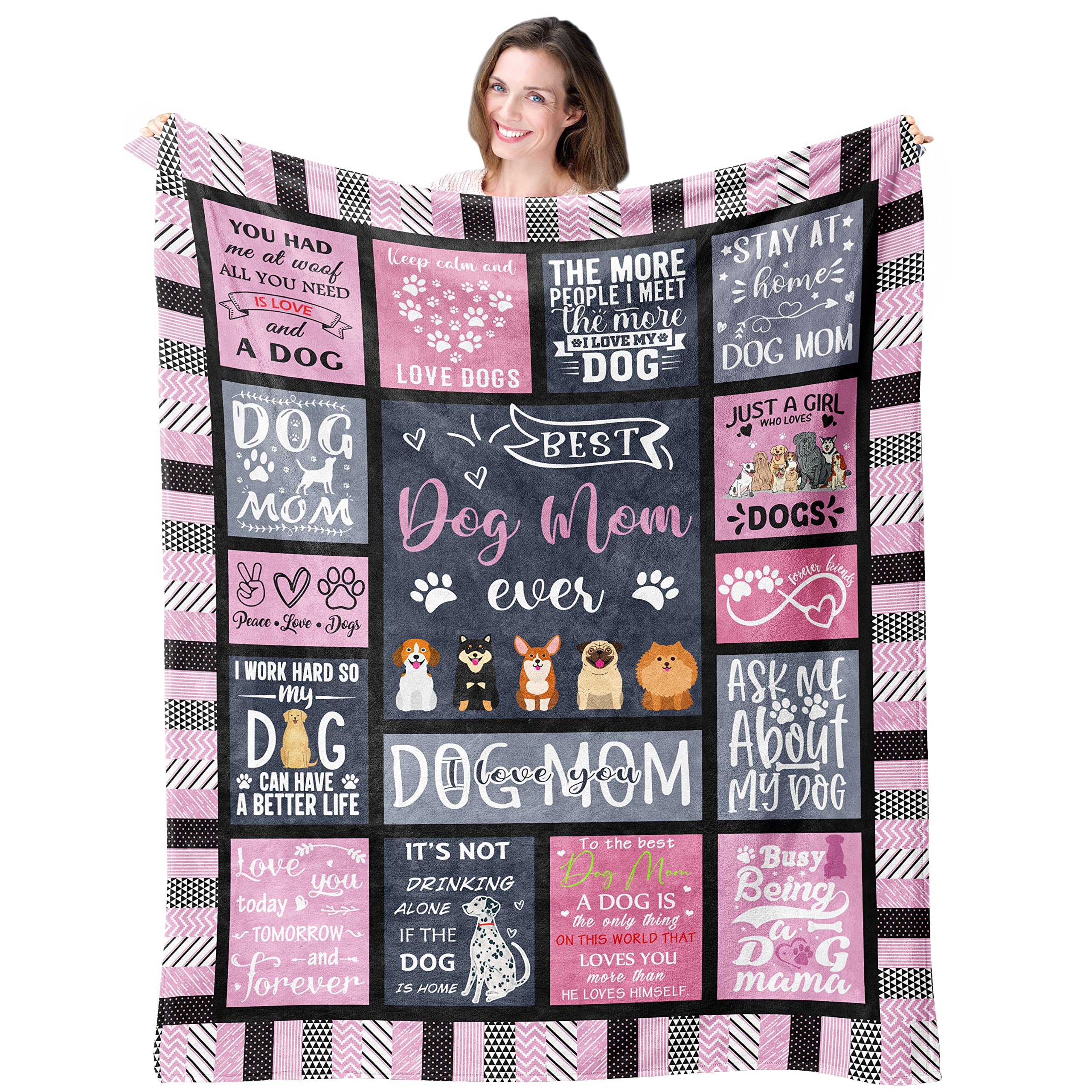 Kituzol 50x60 Inch Soft Dog Mom Blanket - Best Gift for Dog Lovers & Pet Owners - Cozy Throw for Women, Dog Moms & Canine Enthusiasts - Perfect for Cuddling with Pets, Home Decor & Dog-Themed Gifts