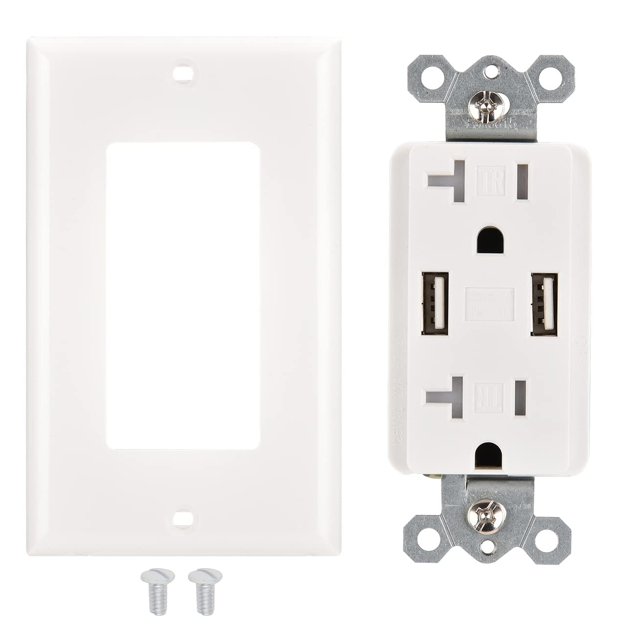 10-Pack White UL Listed USB Charger Wall Outlet with 3.1A Fast Charging Ports & 20A Tamper-Resistant Duplex Receptacles - Perfect for Home, Office, and Hotel Charging Stations