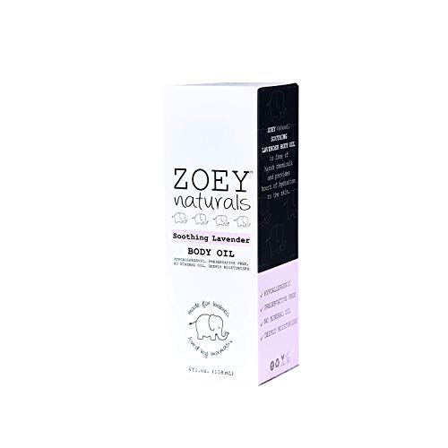 Zoey Naturals - Organic Lavender Body Oil for Kids & Babies | Calming, Moisturizing & Hydrating Skin Care | Made in USA | Perfect for Bedtime, Massage & Dry Skin Relief