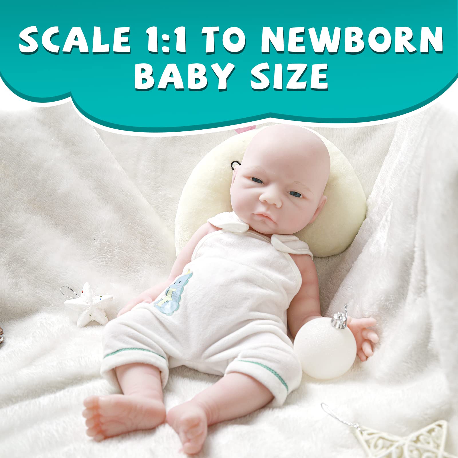 **AISITE 18 Inch Realistic Reborn Baby Doll - Full Platinum Silicone Lifelike Baby Boy with Open Eyes, Perfect Christmas & Birthday Gift for Kids 3+ | Great for Role Play, Collecting & Emotional Comfort**